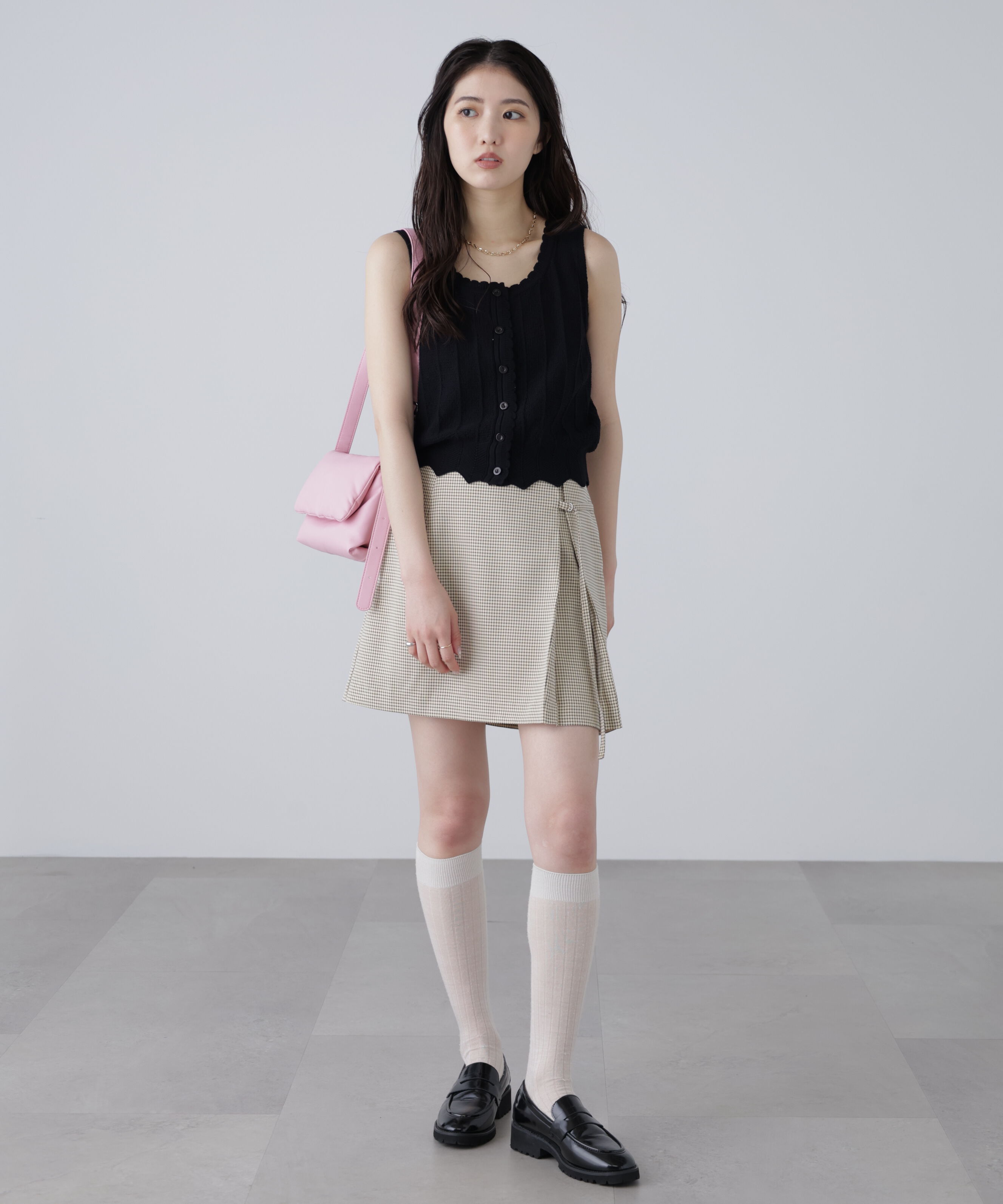  「スカラップ編みニットタンクトップ」|ニット・セーター|