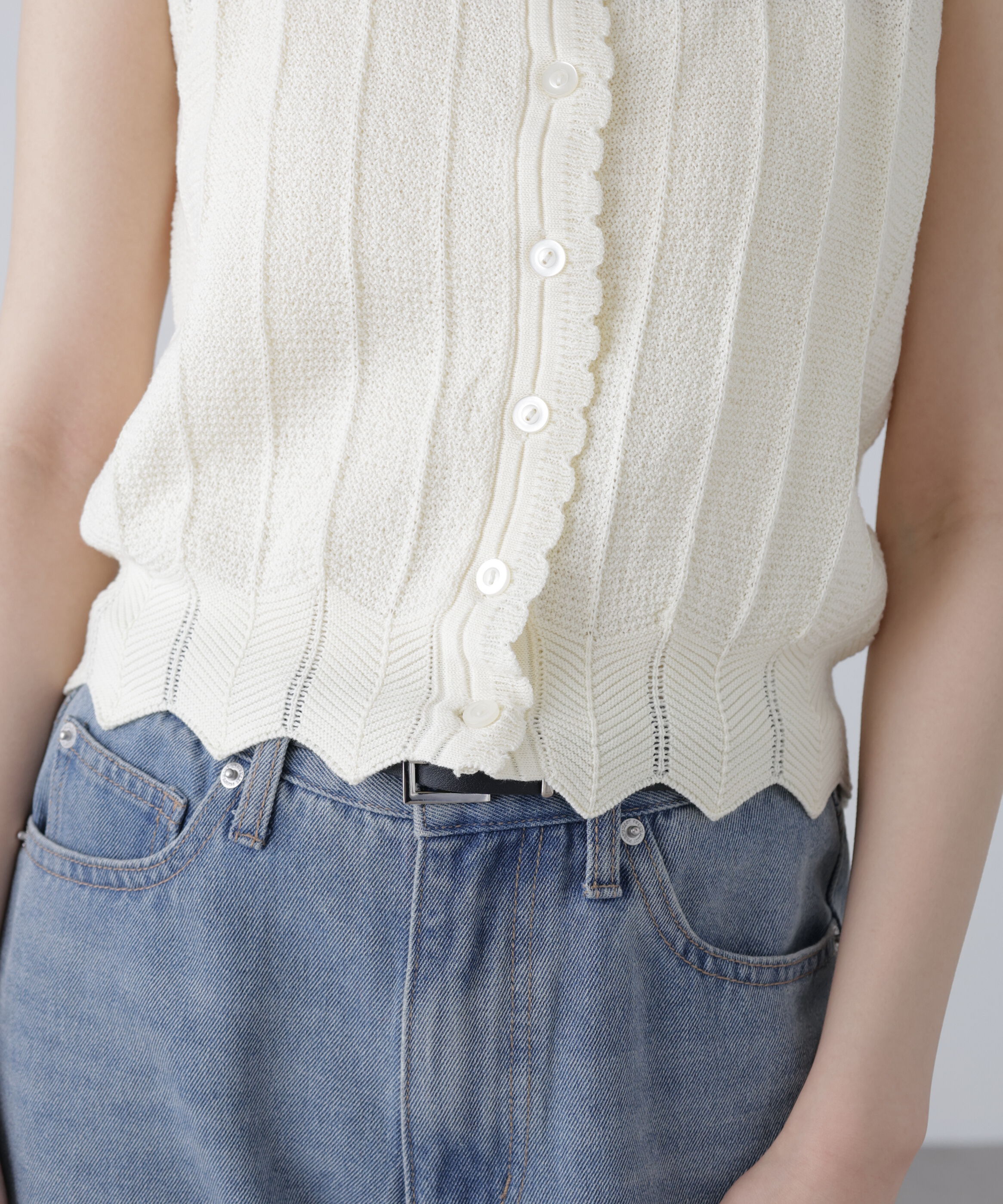  「スカラップ編みニットタンクトップ」|ニット・セーター|