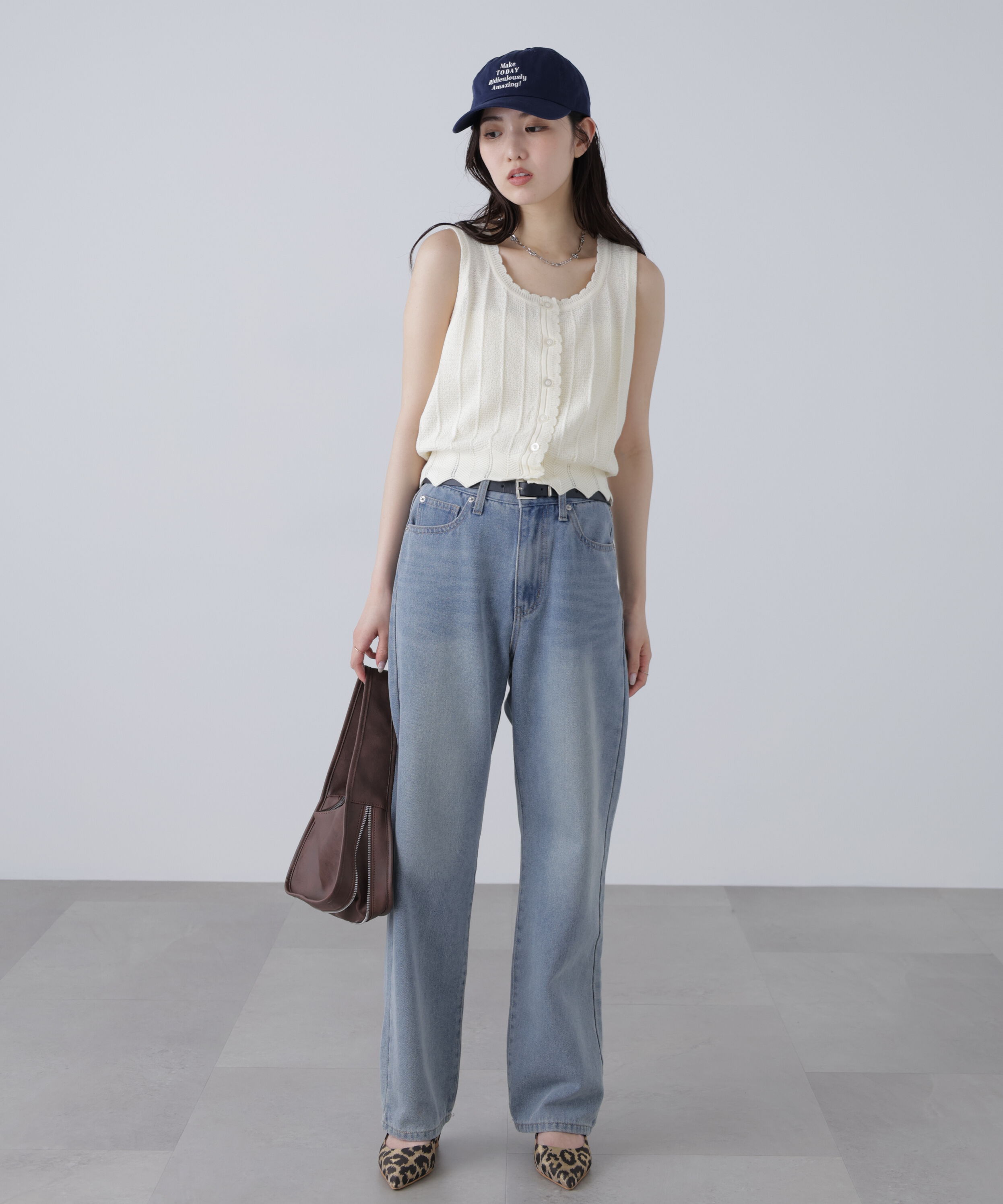  「スカラップ編みニットタンクトップ」|ニット・セーター|