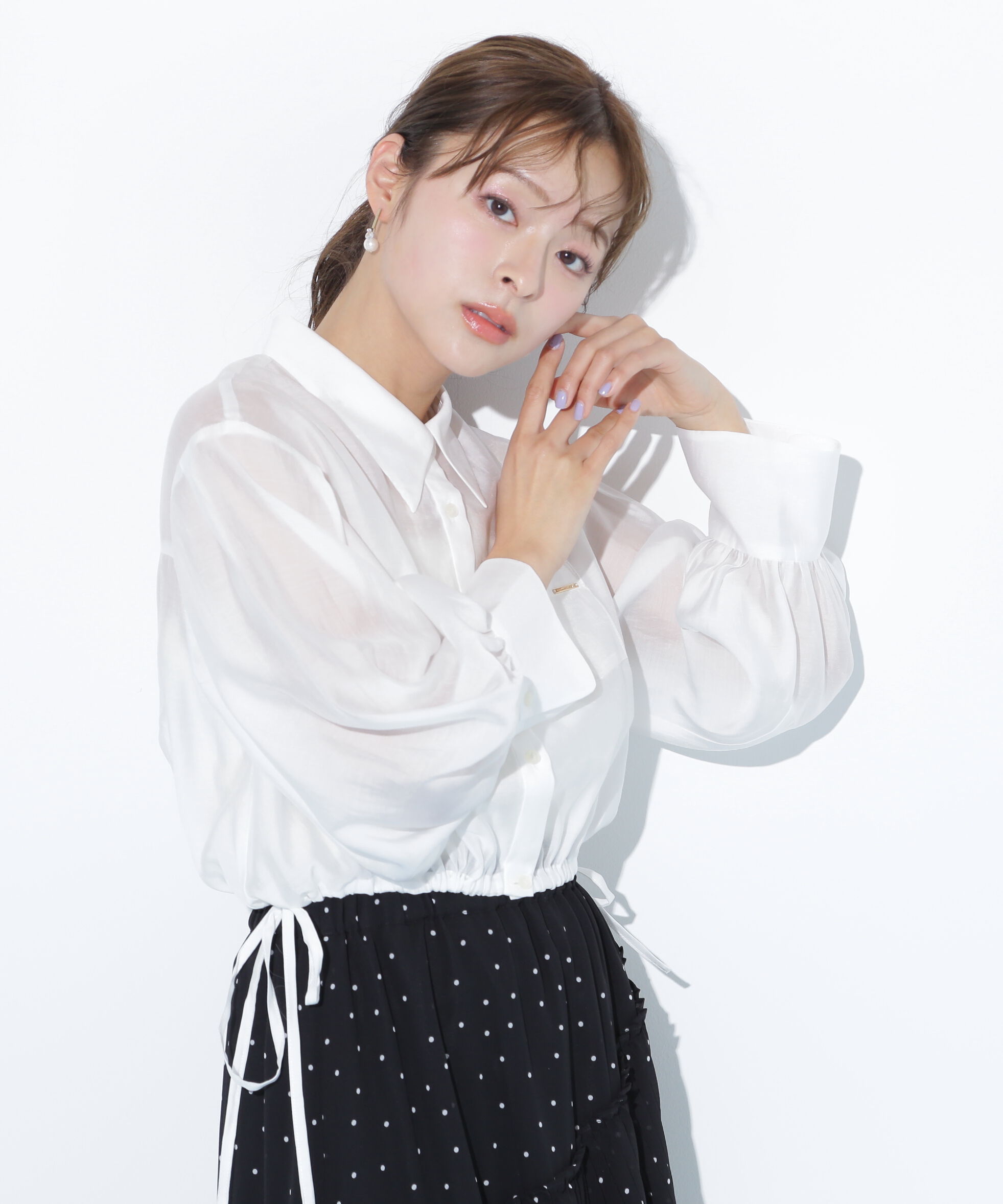  「短丈シアーシャツ」|シャツ・ブラウス|ホワイト