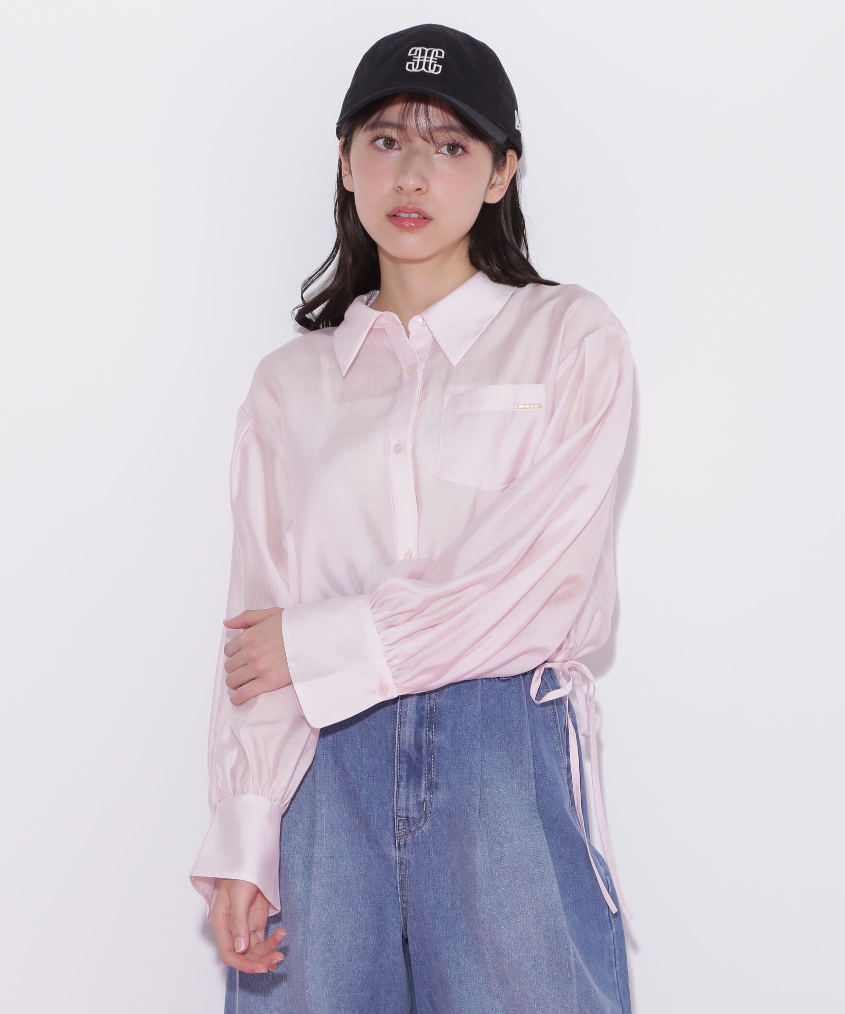  「短丈シアーシャツ」|シャツ・ブラウス|ピンク