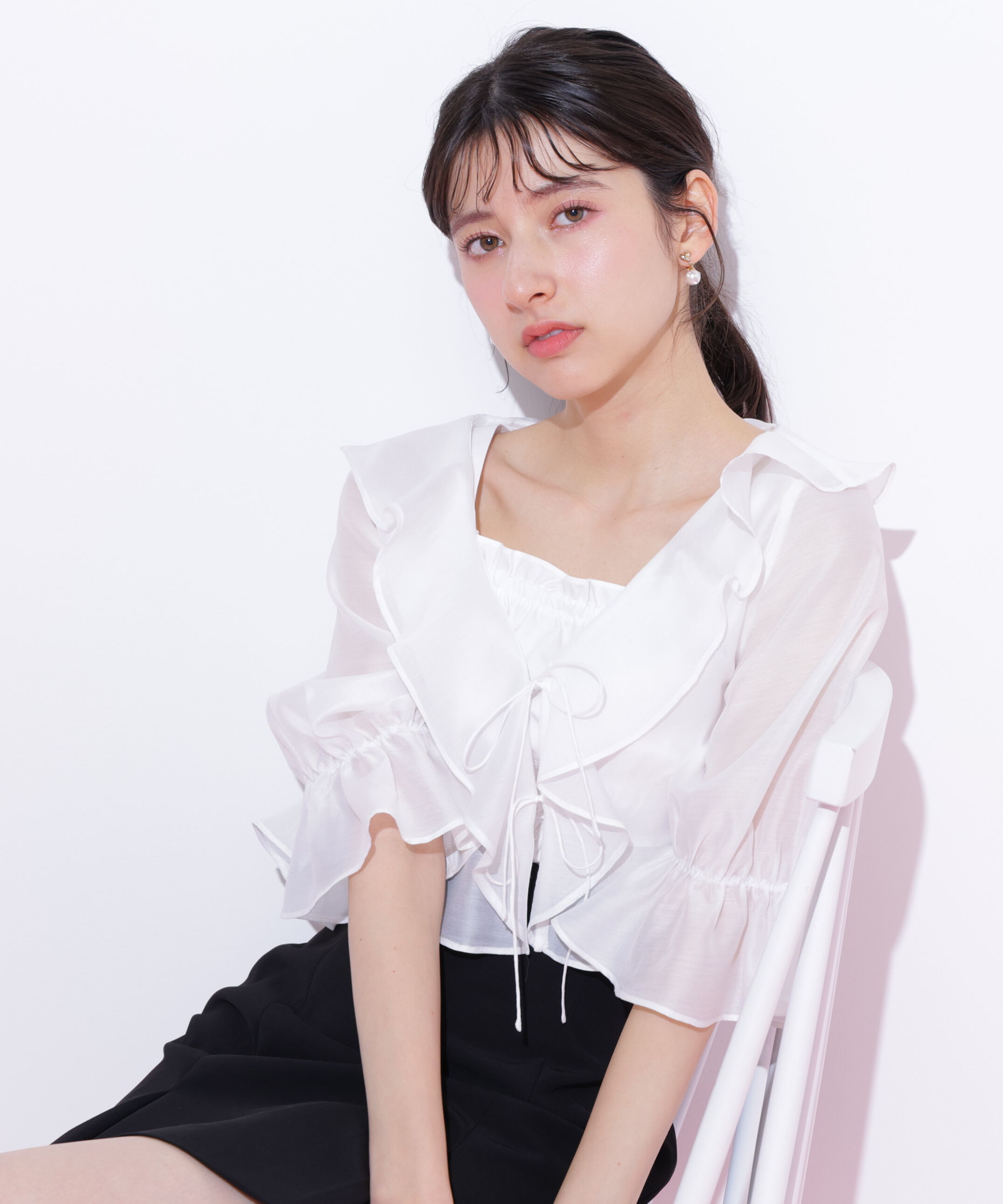  「ラッフルアンサンブルセットアップブラウス」|シャツ・ブラウス|オフホワイト