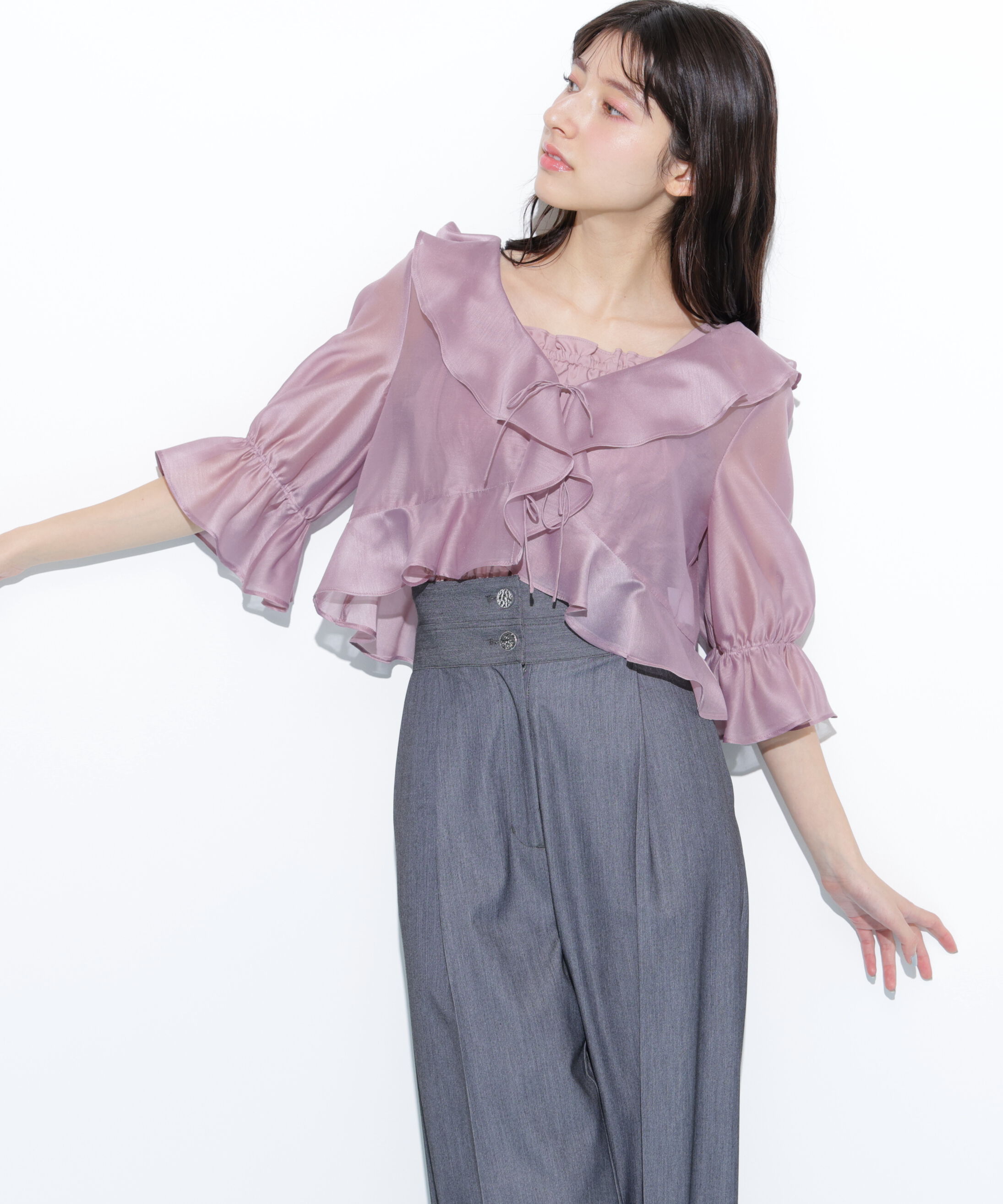  「ラッフルアンサンブルセットアップブラウス」|シャツ・ブラウス|