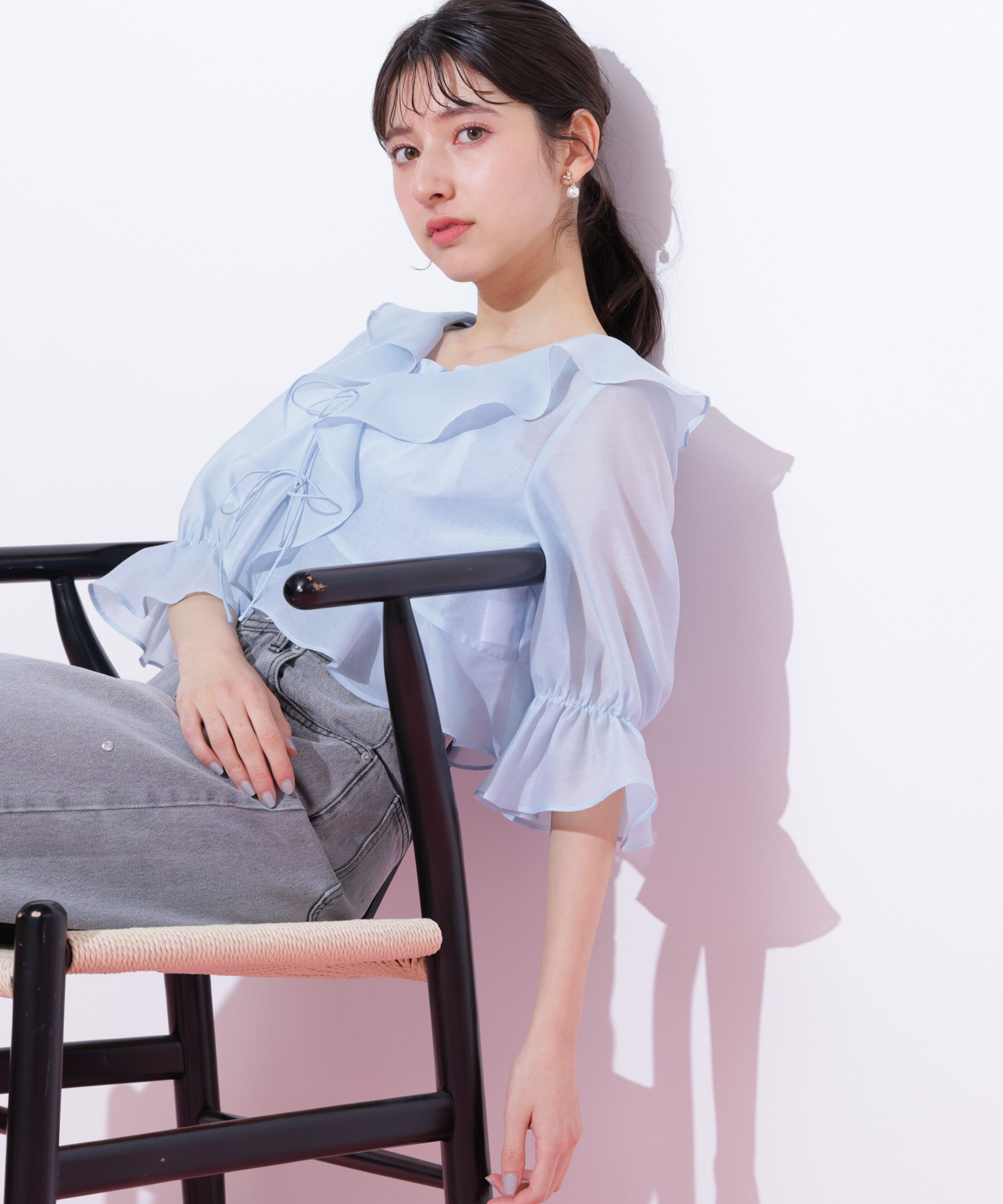  「ラッフルアンサンブルセットアップブラウス」|シャツ・ブラウス|