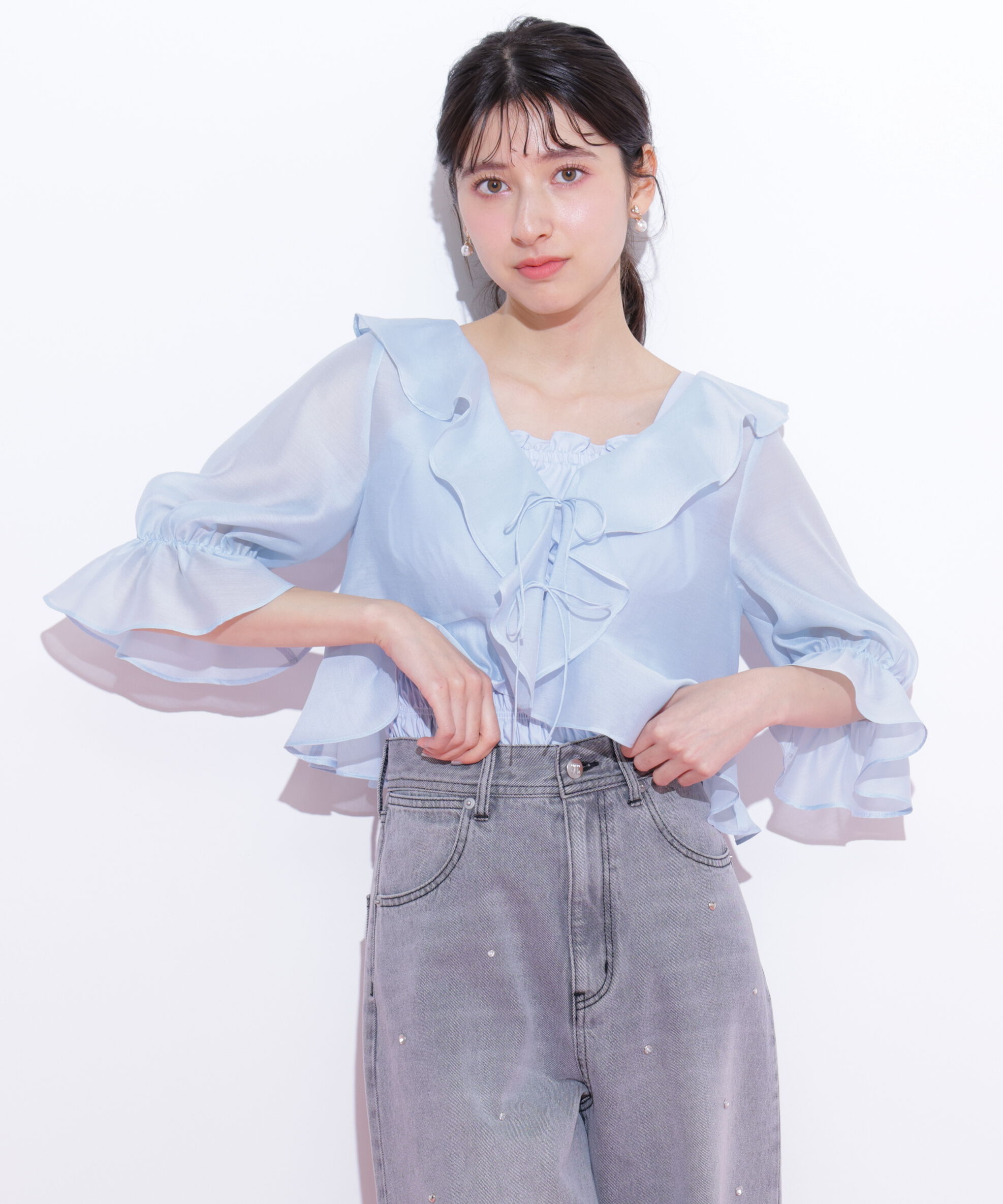 「ラッフルアンサンブルセットアップブラウス」|シャツ・ブラウス|
