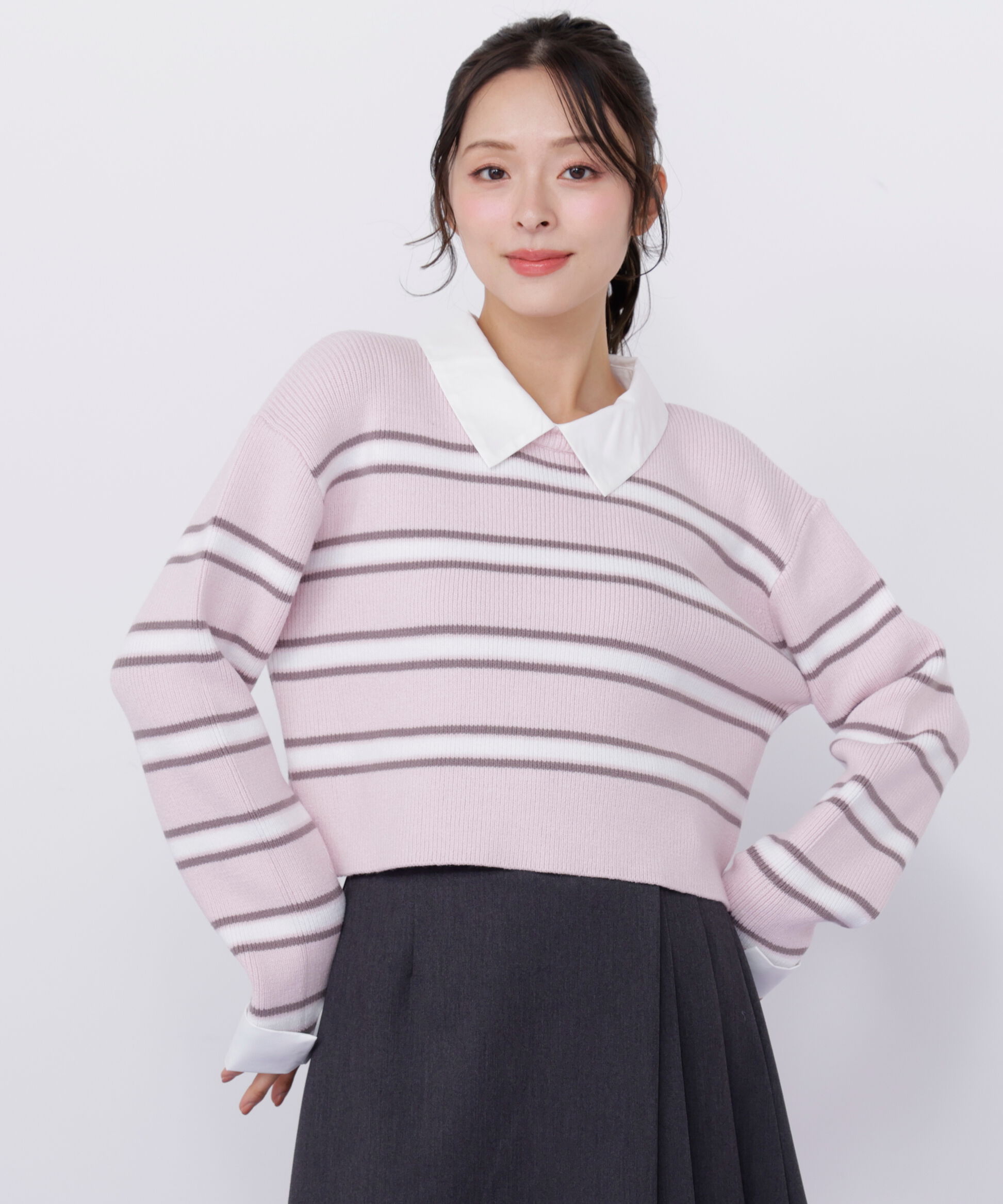  「衿付きクロップドゆるニット」|ニット・セーター|