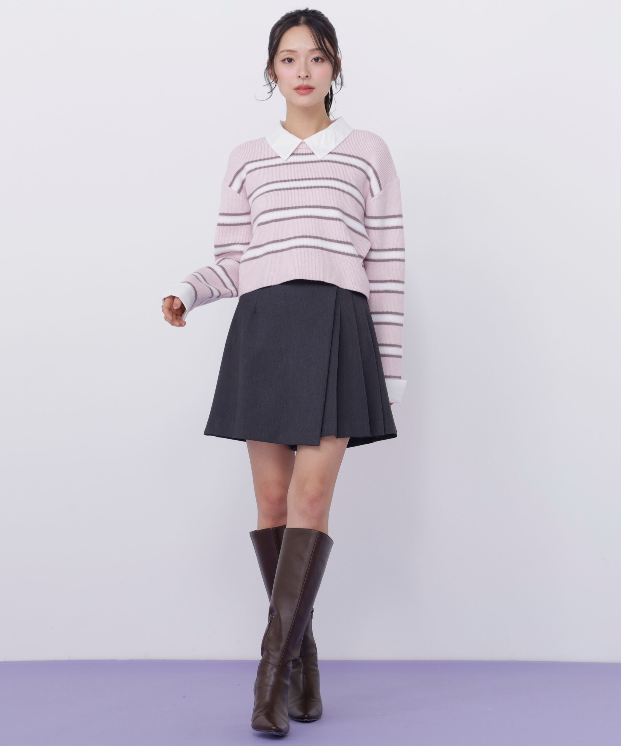  「衿付きクロップドゆるニット」|ニット・セーター|