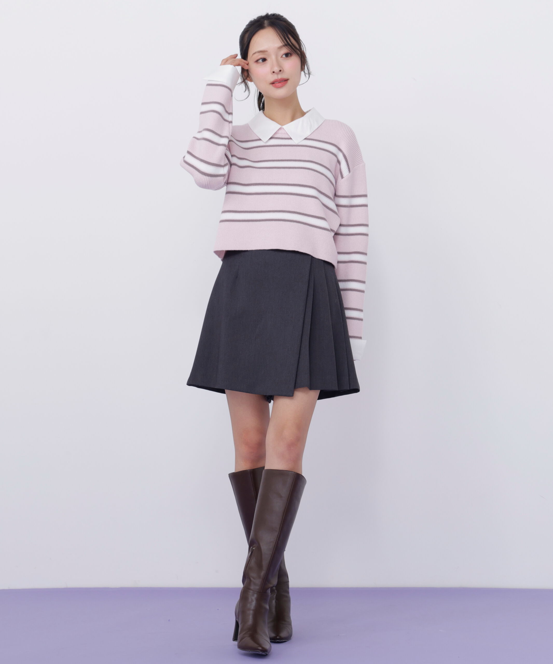  「衿付きクロップドゆるニット」|ニット・セーター|