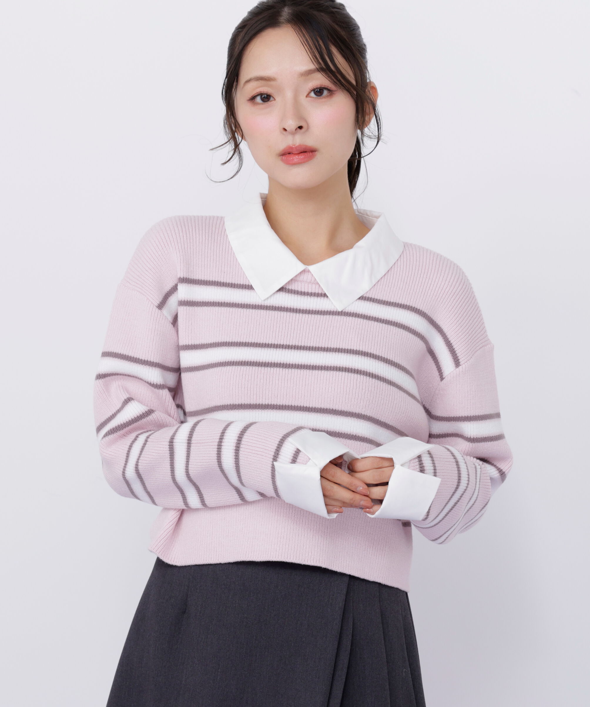  「衿付きクロップドゆるニット」|ニット・セーター|