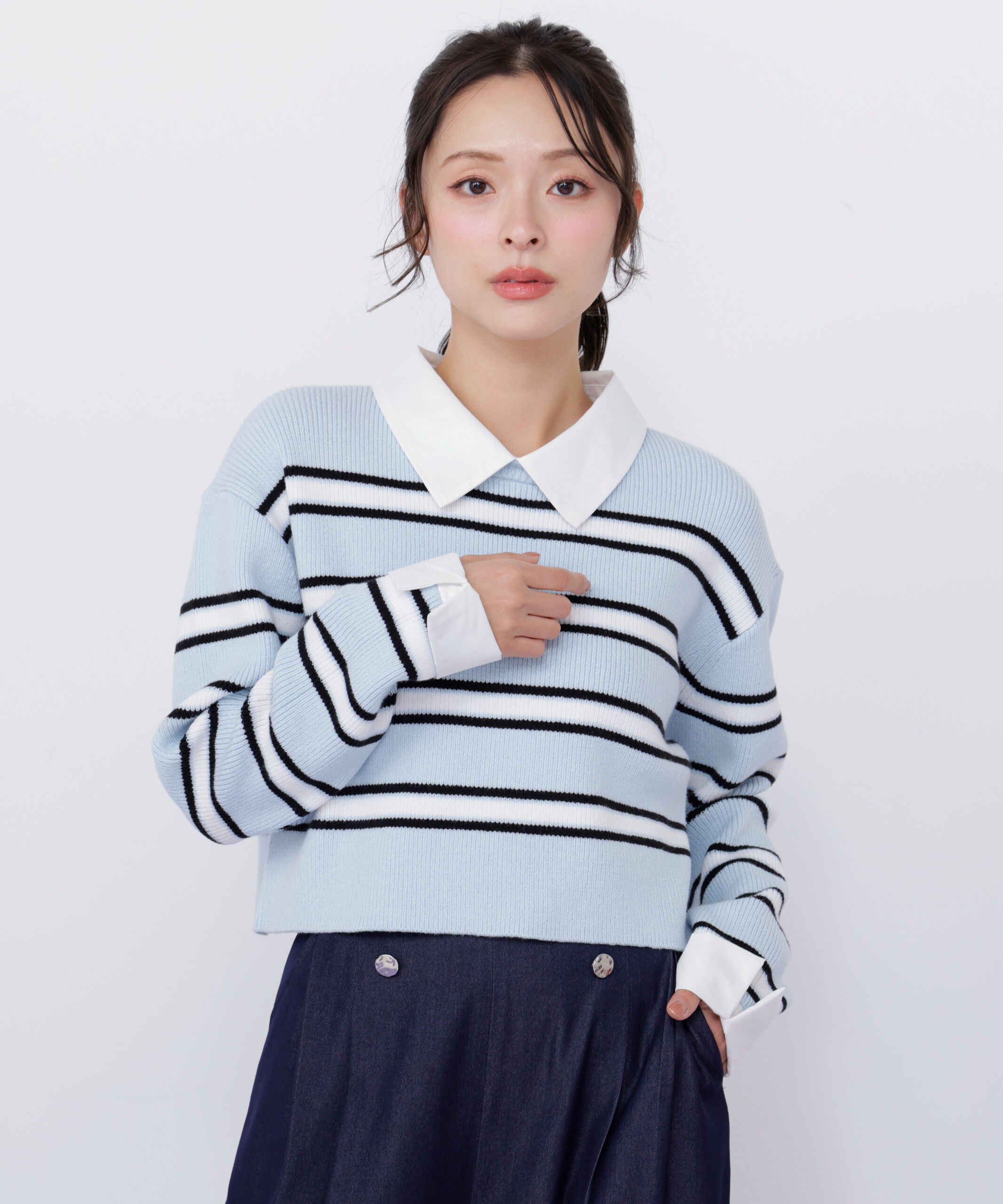  「衿付きクロップドゆるニット」|ニット・セーター|