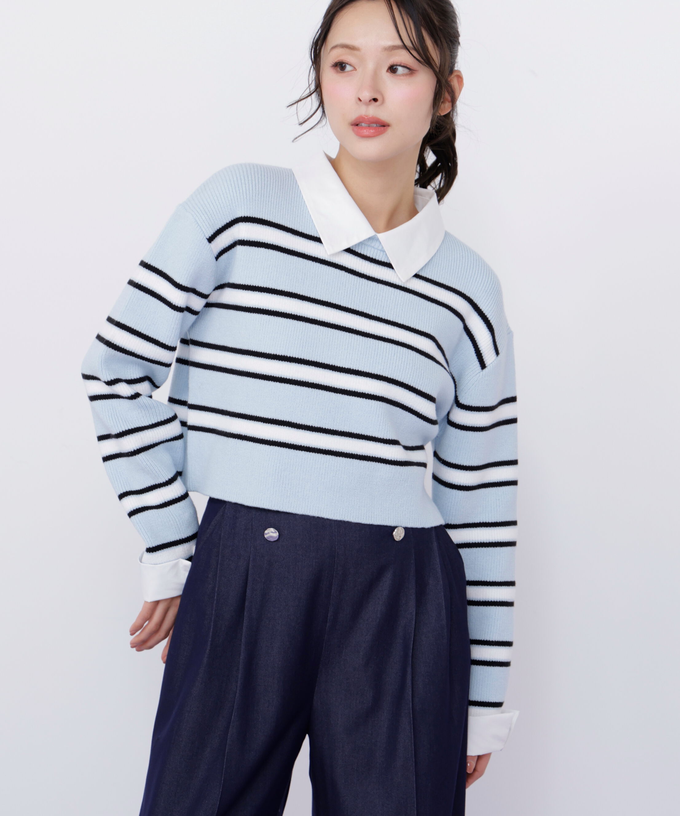  「衿付きクロップドゆるニット」|ニット・セーター|