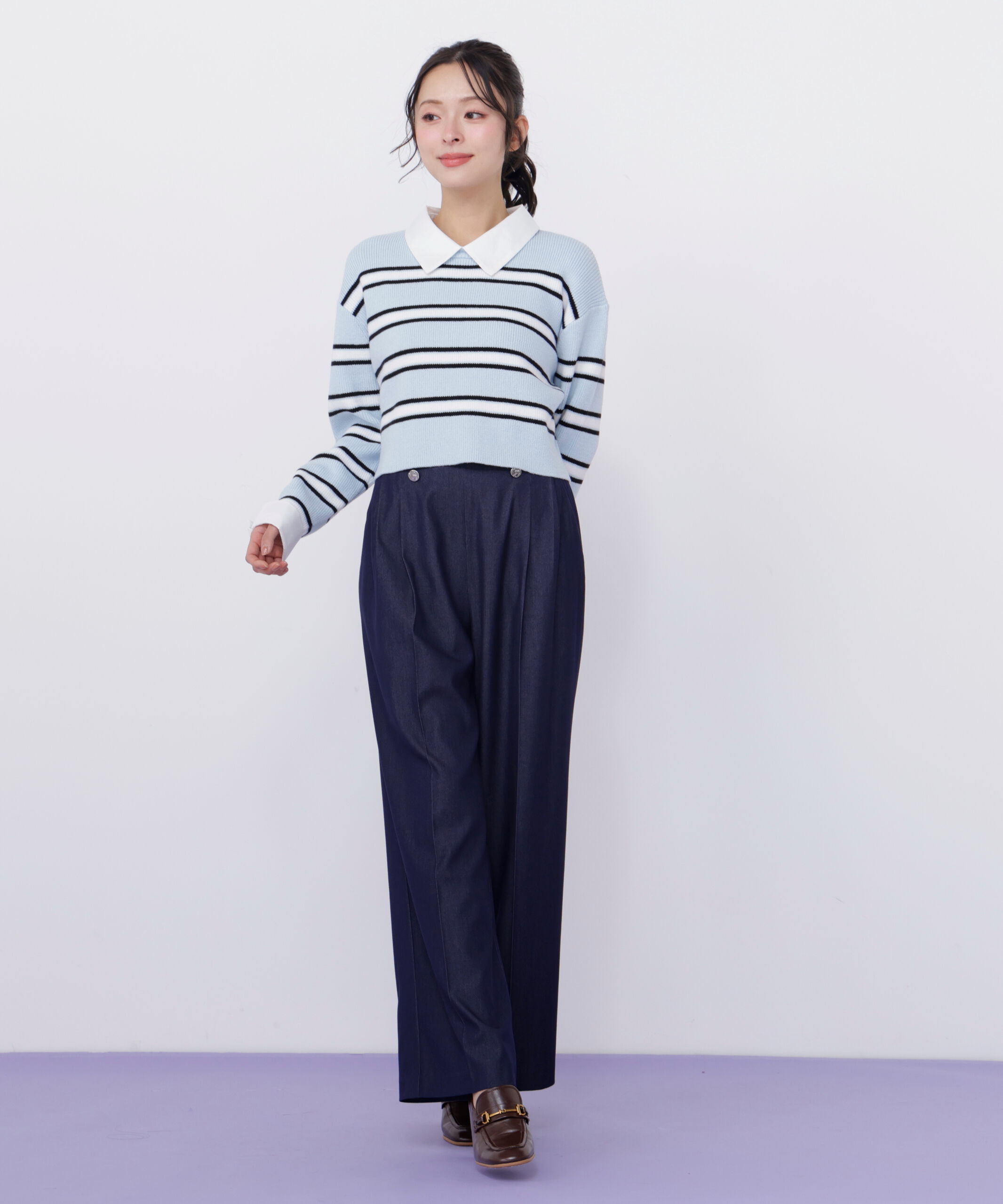  「衿付きクロップドゆるニット」|ニット・セーター|