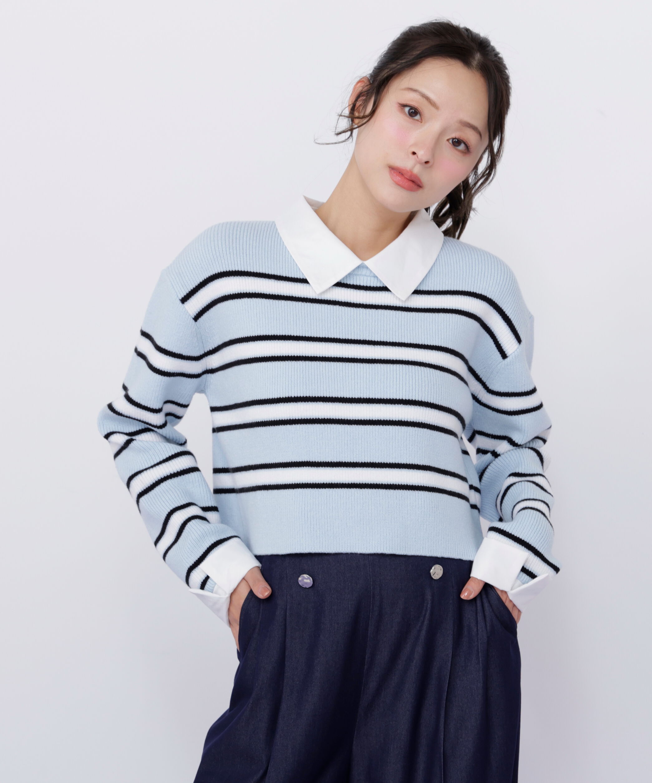  「衿付きクロップドゆるニット」|ニット・セーター|
