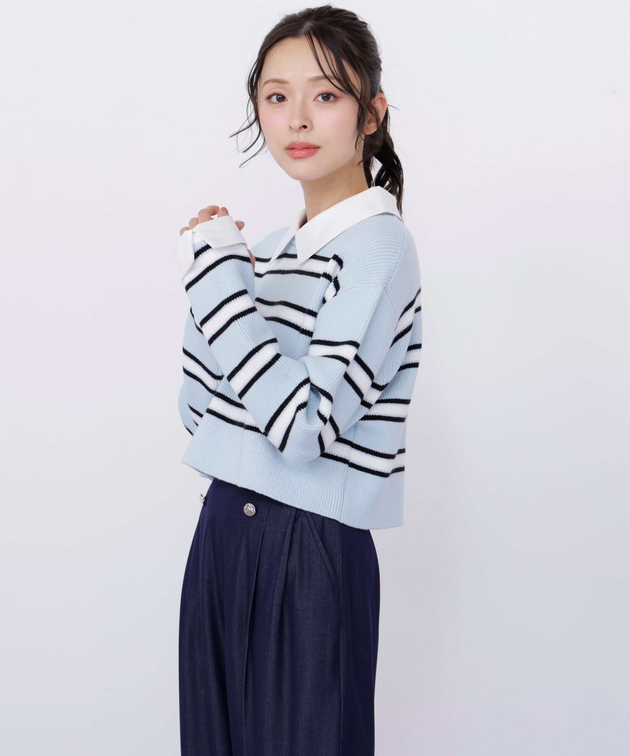  「衿付きクロップドゆるニット」|ニット・セーター|