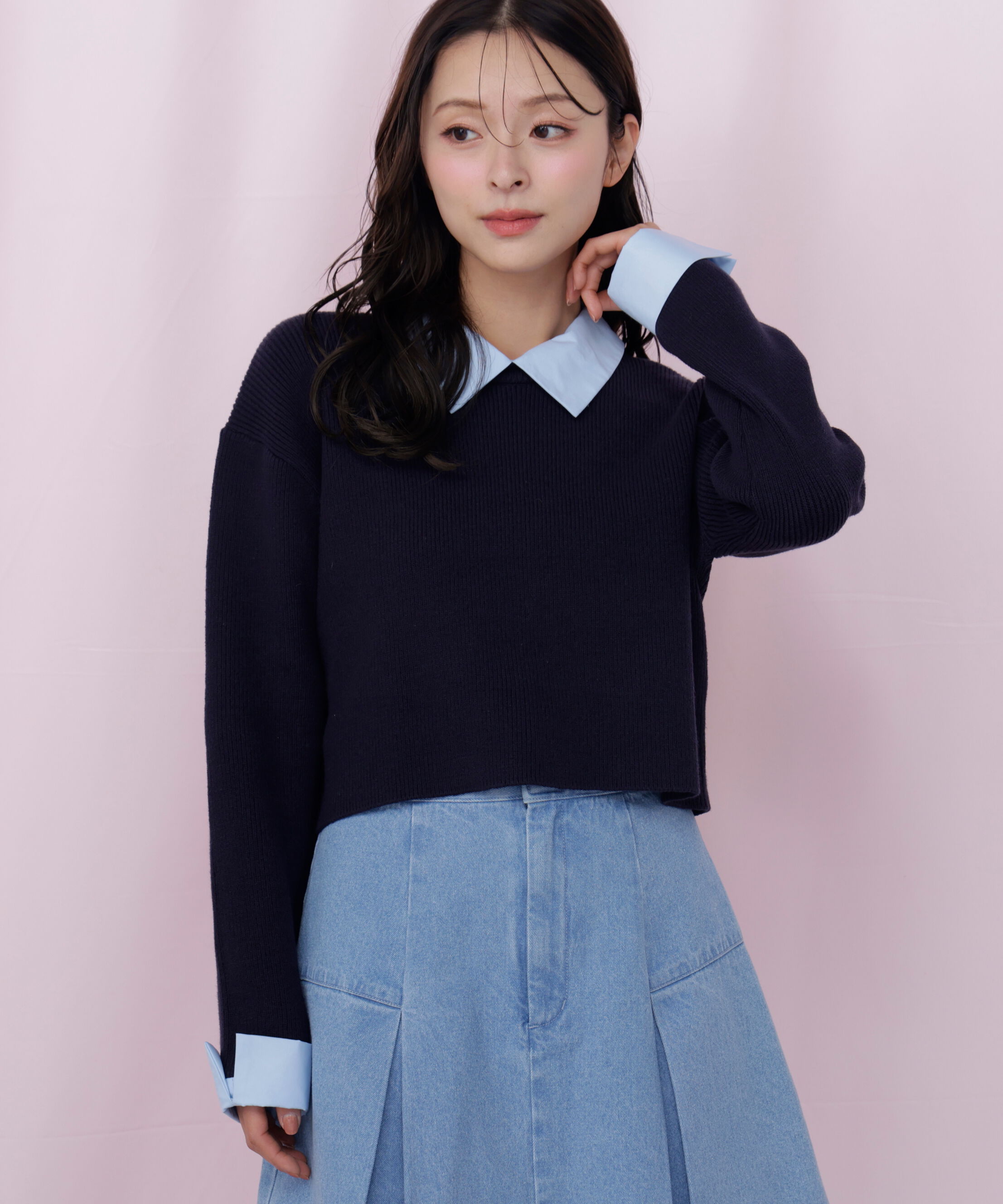  「衿付きクロップドゆるニット」|ニット・セーター|