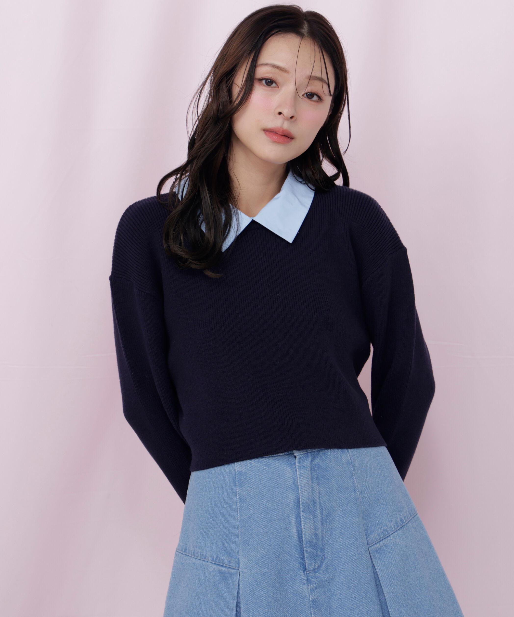  「衿付きクロップドゆるニット」|ニット・セーター|