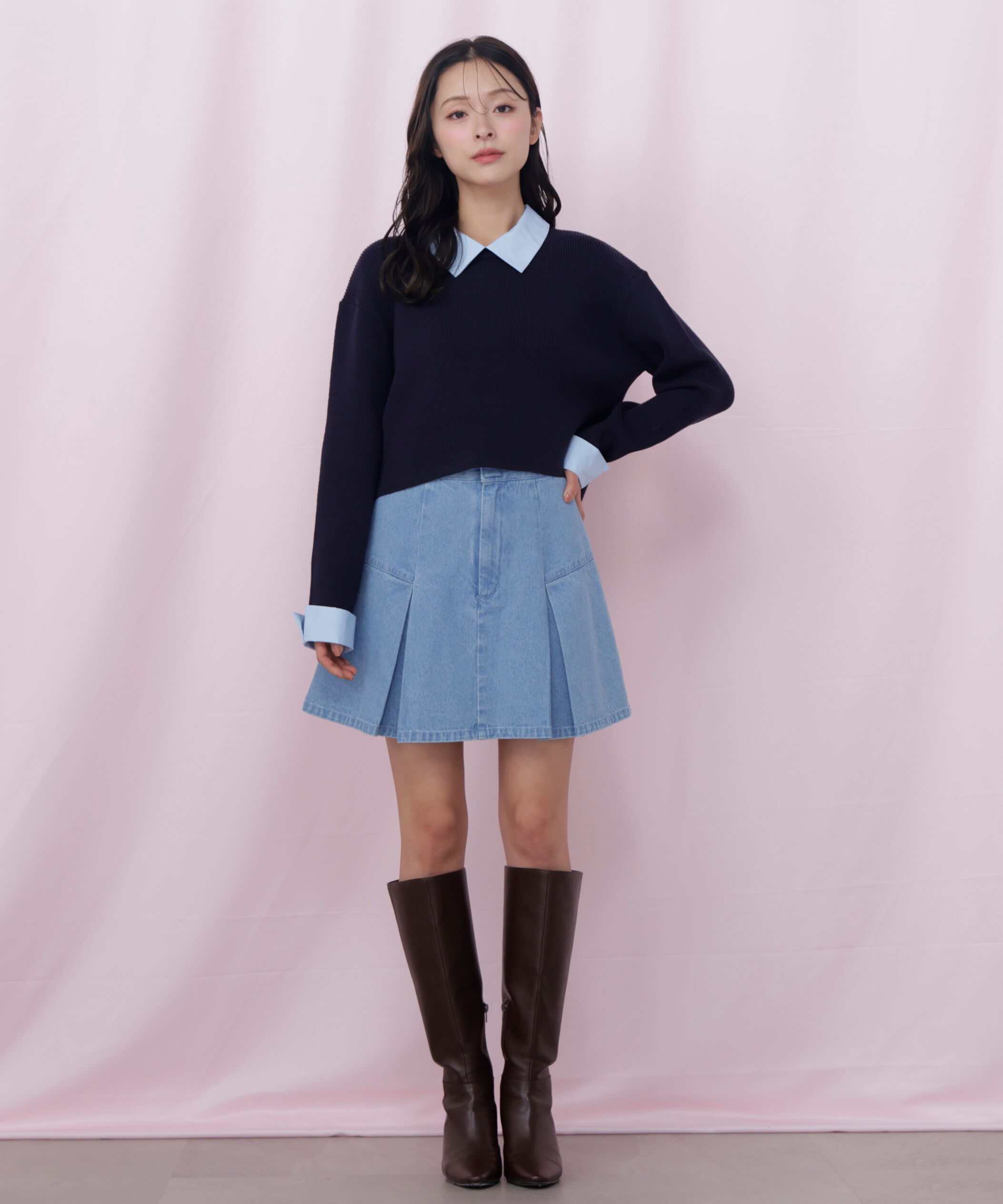  「衿付きクロップドゆるニット」|ニット・セーター|