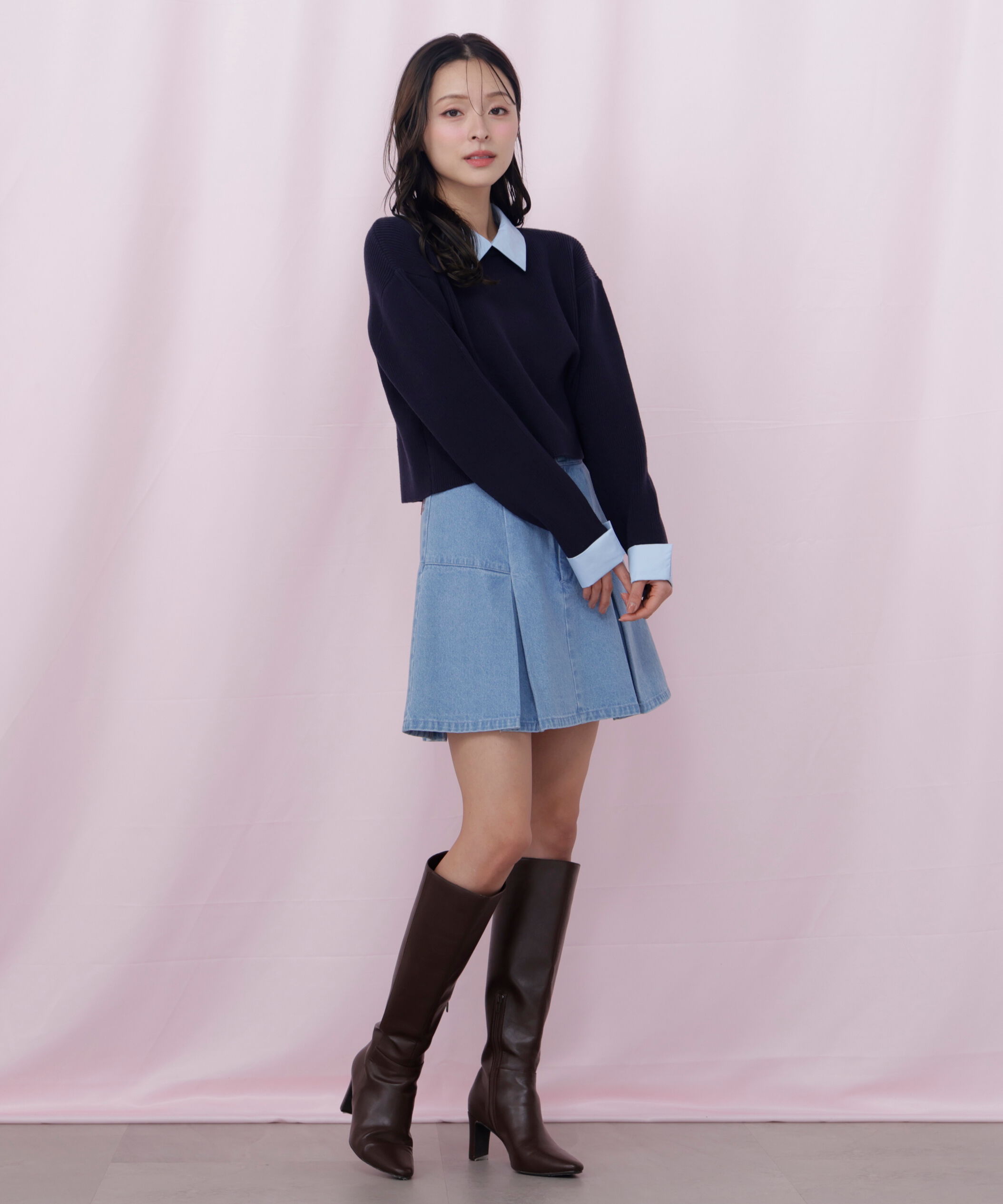  「衿付きクロップドゆるニット」|ニット・セーター|