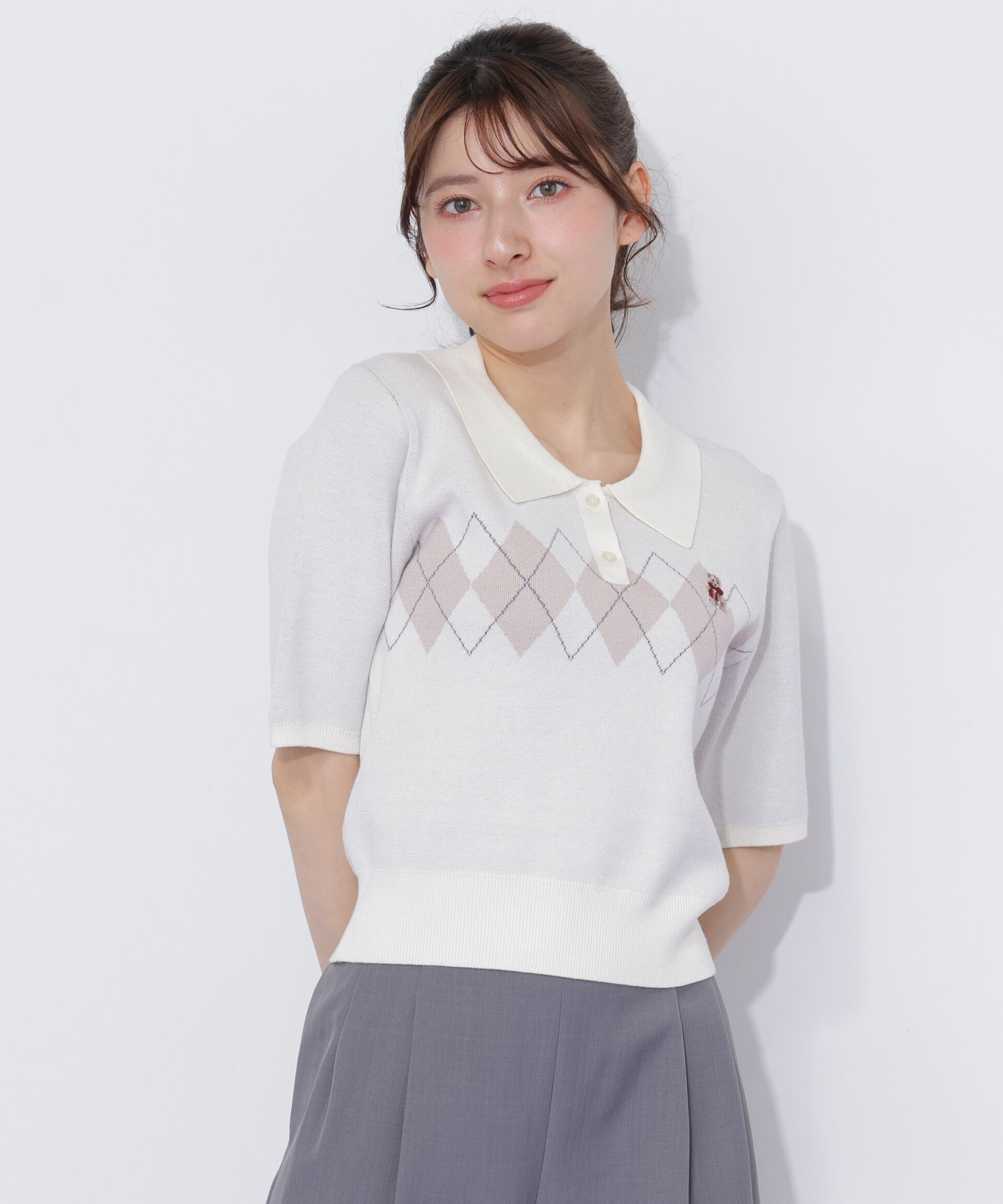  「＜ＢＥＡＲシリーズ＞ポロ襟アーガイルニット」|ニット・セーター|