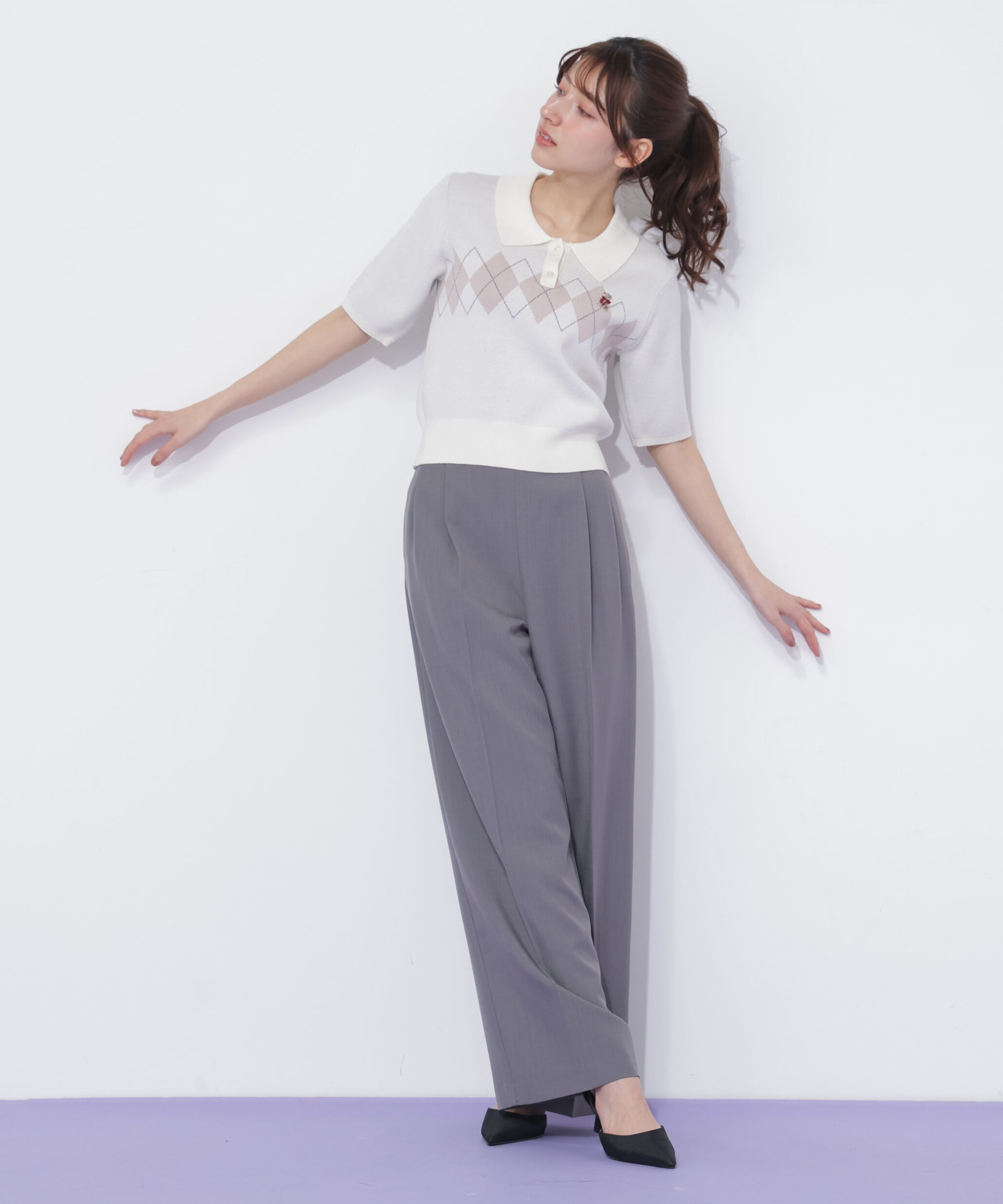  「＜ＢＥＡＲシリーズ＞ポロ襟アーガイルニット」|ニット・セーター|