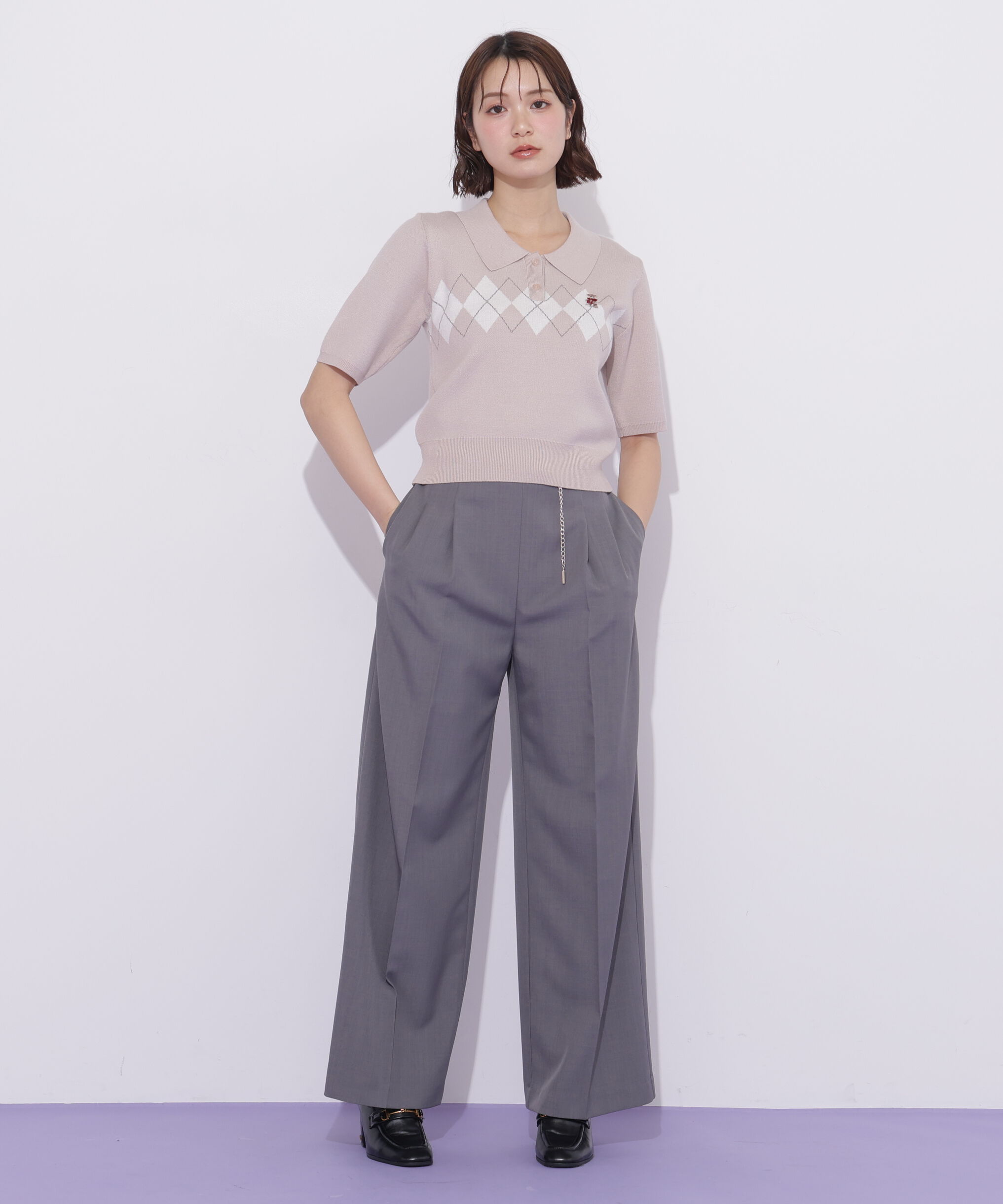  「＜ＢＥＡＲシリーズ＞ポロ襟アーガイルニット」|ニット・セーター|