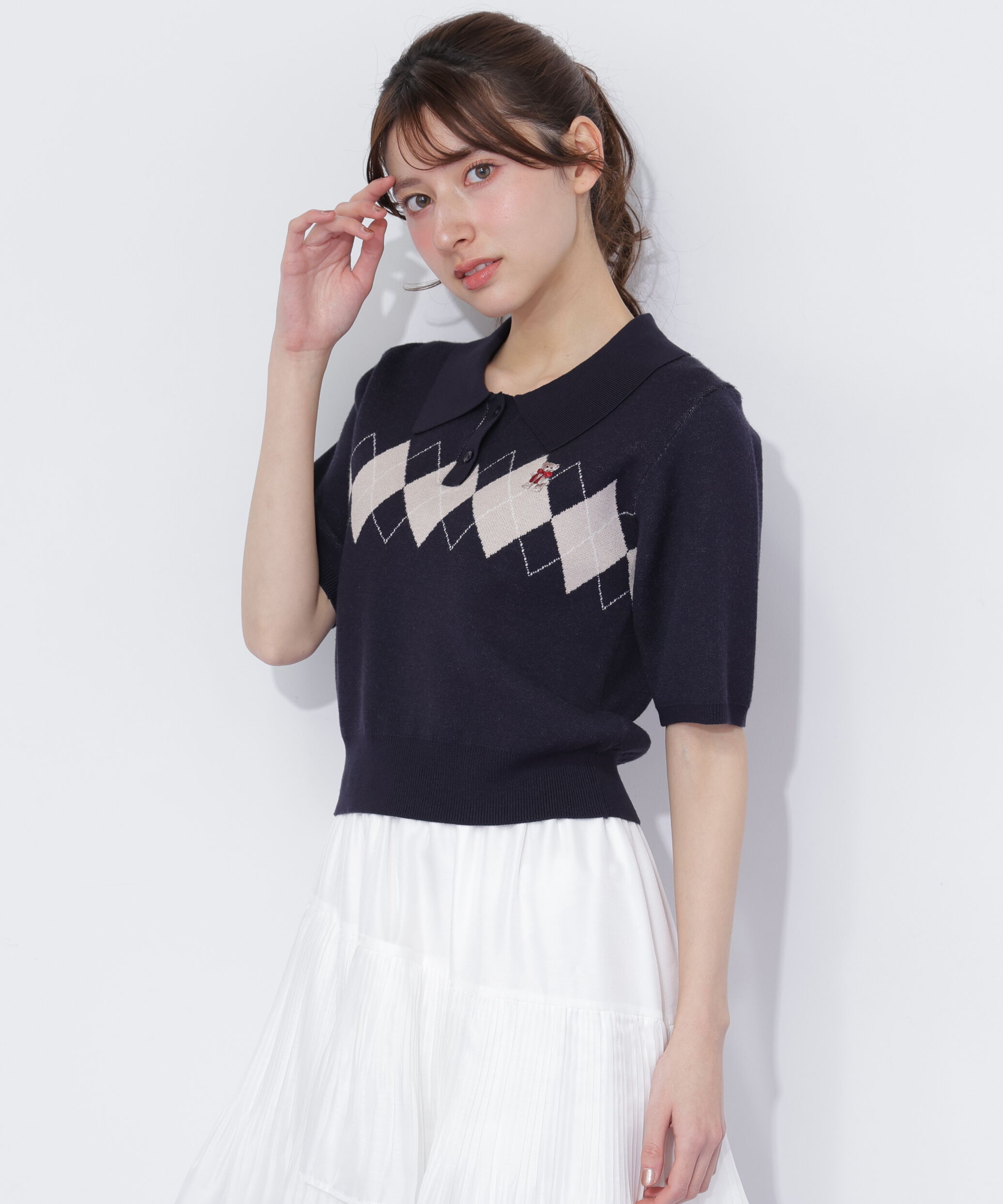  「＜ＢＥＡＲシリーズ＞ポロ襟アーガイルニット」|ニット・セーター|