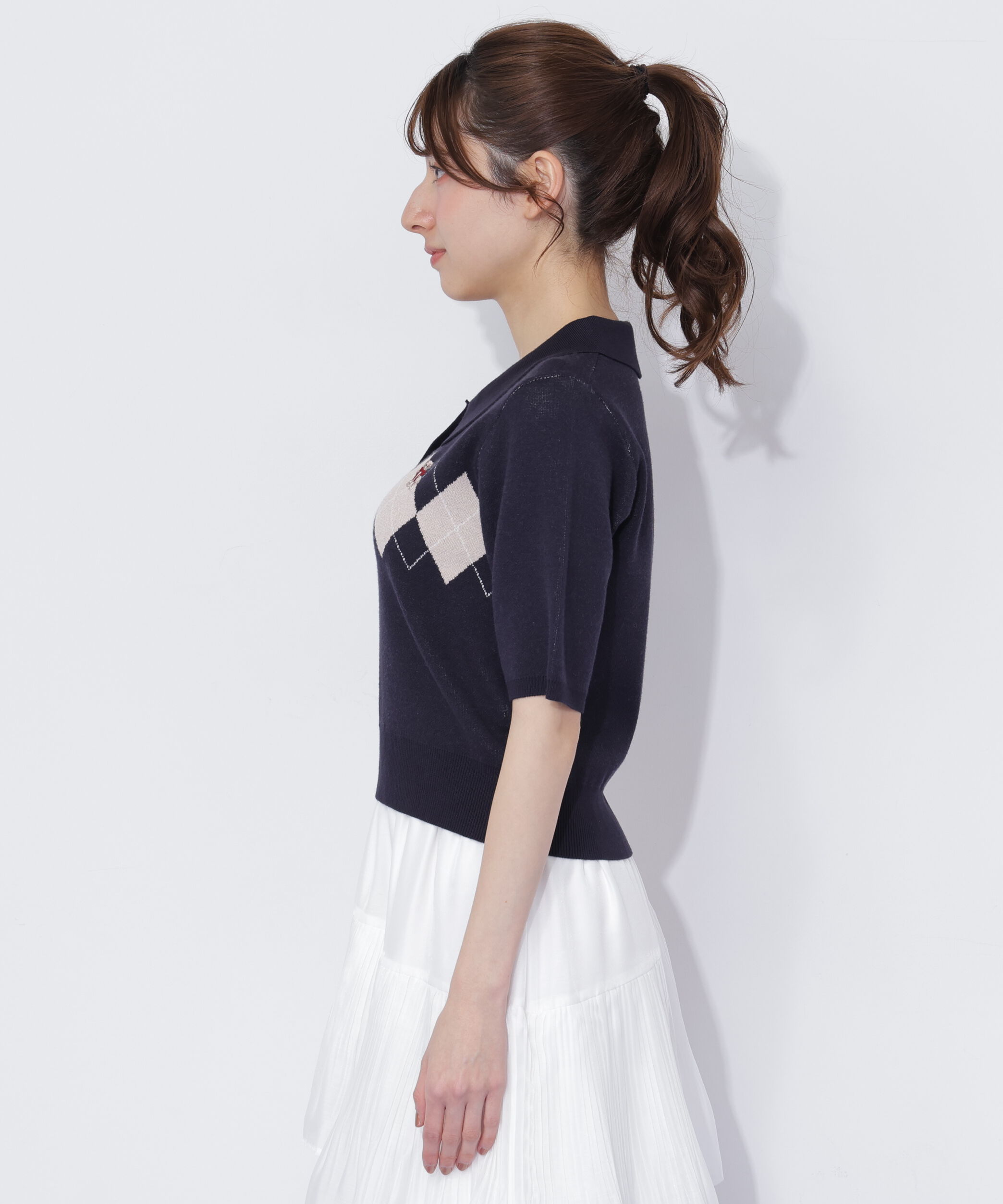  「＜ＢＥＡＲシリーズ＞ポロ襟アーガイルニット」|ニット・セーター|