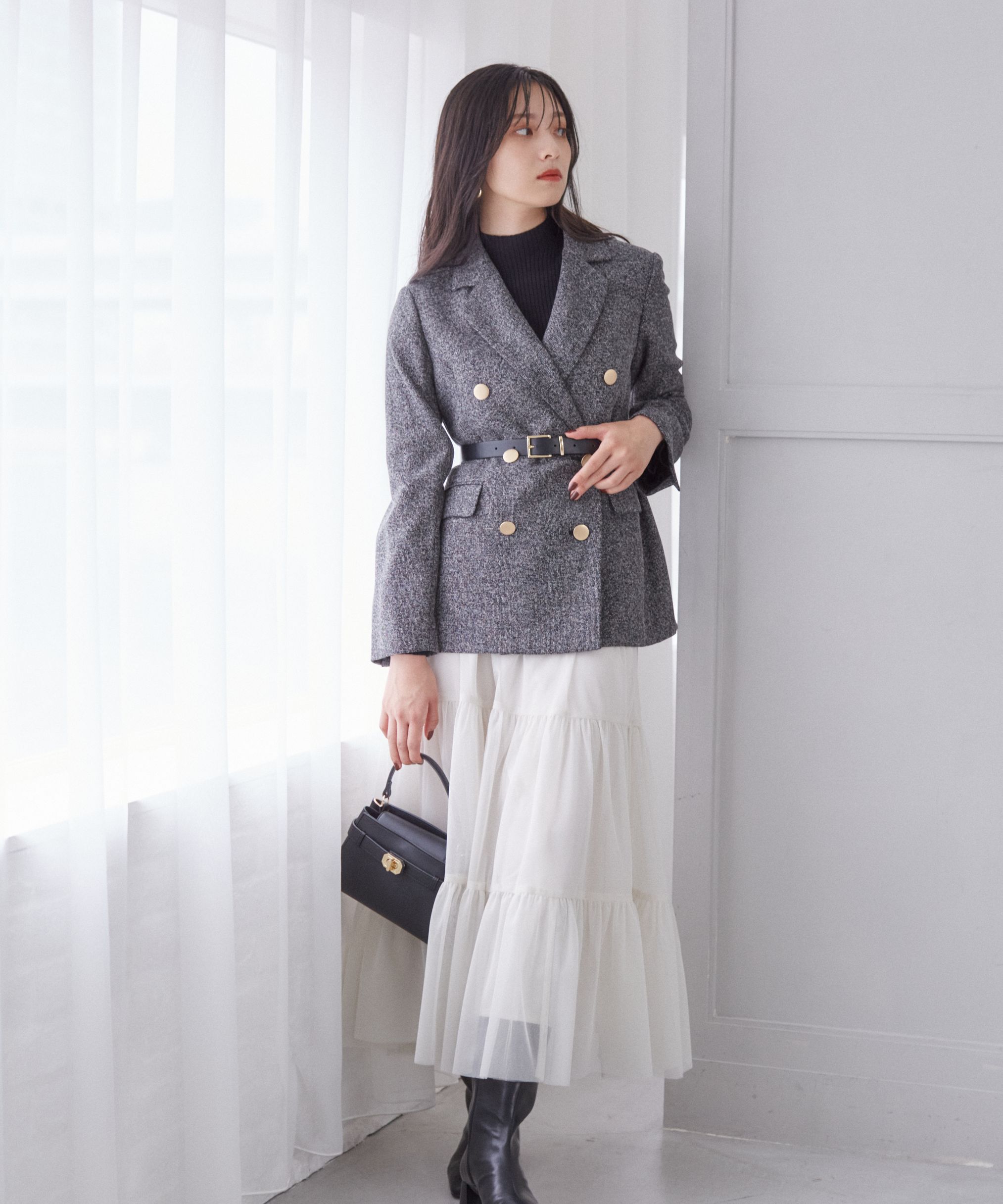 PROPORTION BODY DRESSING「重ねラメチュールティアードスカート24AW」|スカート|