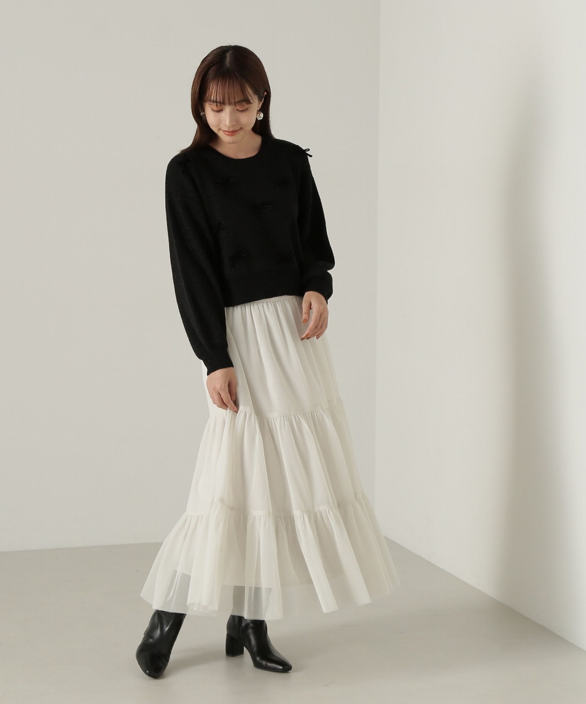 PROPORTION BODY DRESSING「重ねラメチュールティアードスカート24AW」|スカート|