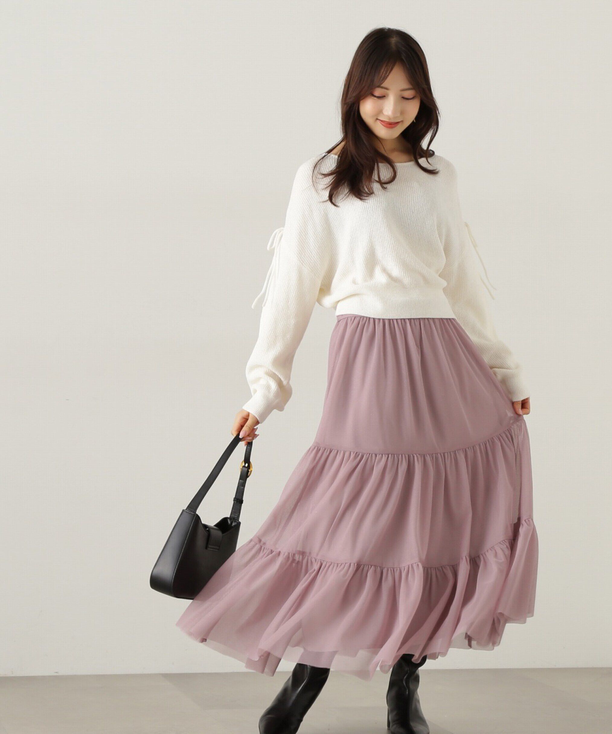 PROPORTION BODY DRESSING「重ねラメチュールティアードスカート24AW」|スカート|