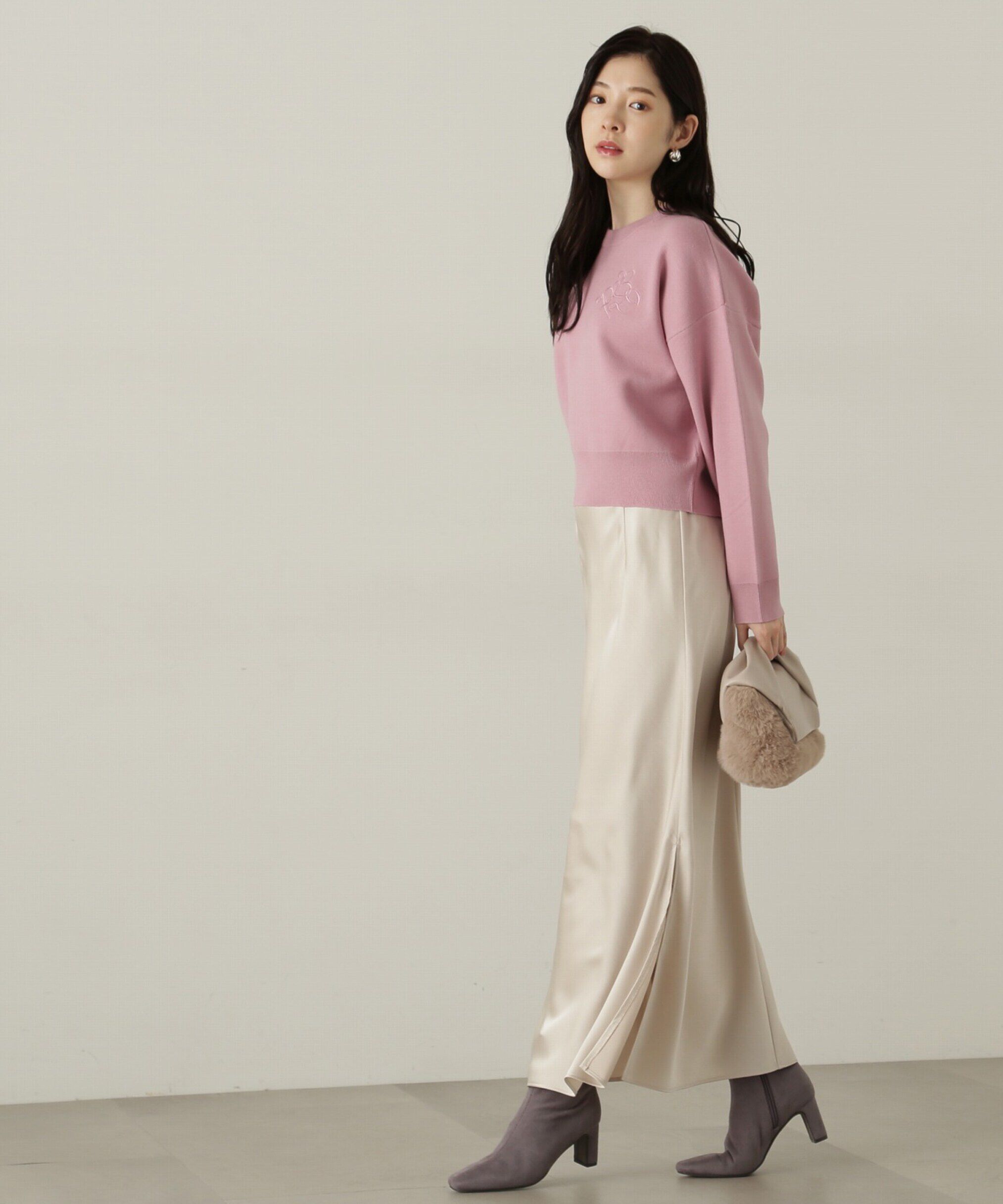 PROPORTION BODY DRESSING「スリット入りサテンナロースカート　24AW」|スカート|