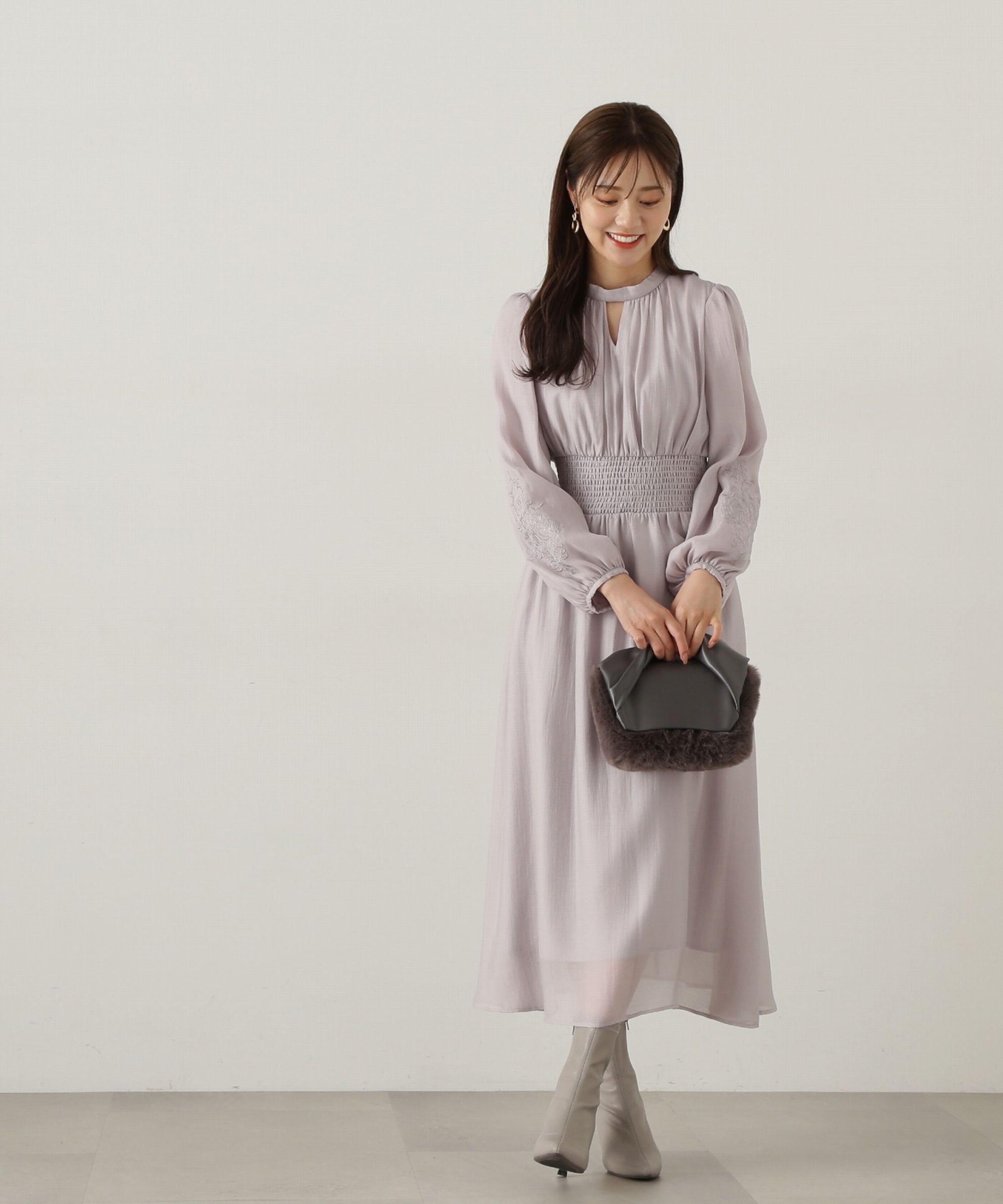 PROPORTION BODY DRESSING「スリーブエンブロイダリーワンピース　24AW」|ワンピース|