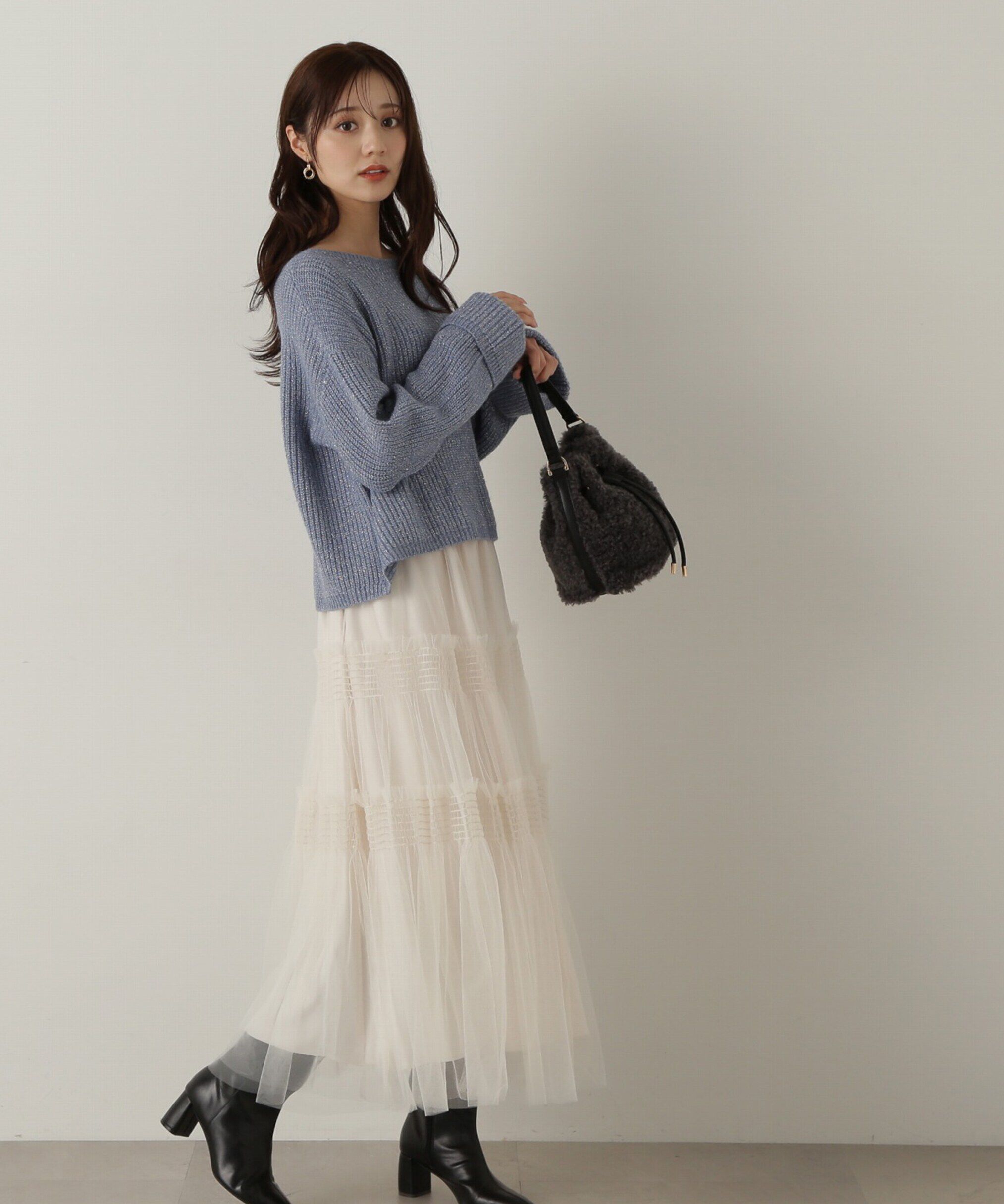 PROPORTION BODY DRESSING「スパンコール畦ニット WEB限定カラー：ブルー　24AW」|ニット・セーター|