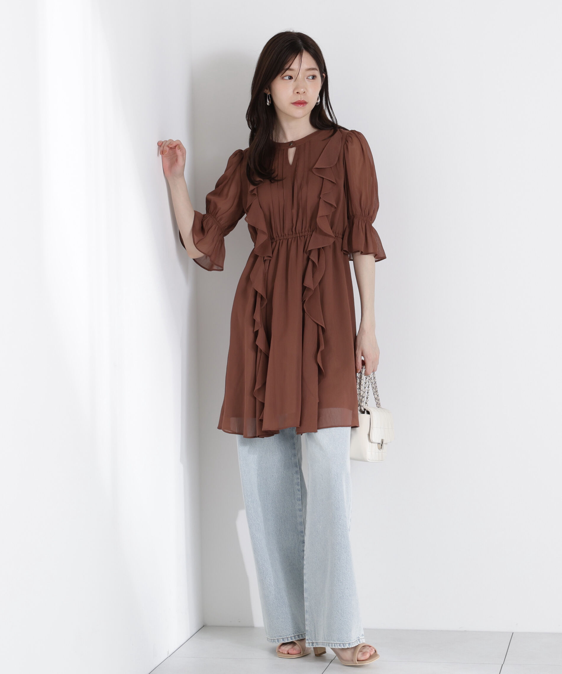 PROPORTION BODY DRESSING「《EDIT COLOGNE》フリル楊柳ミニワンピース」|ワンピース|