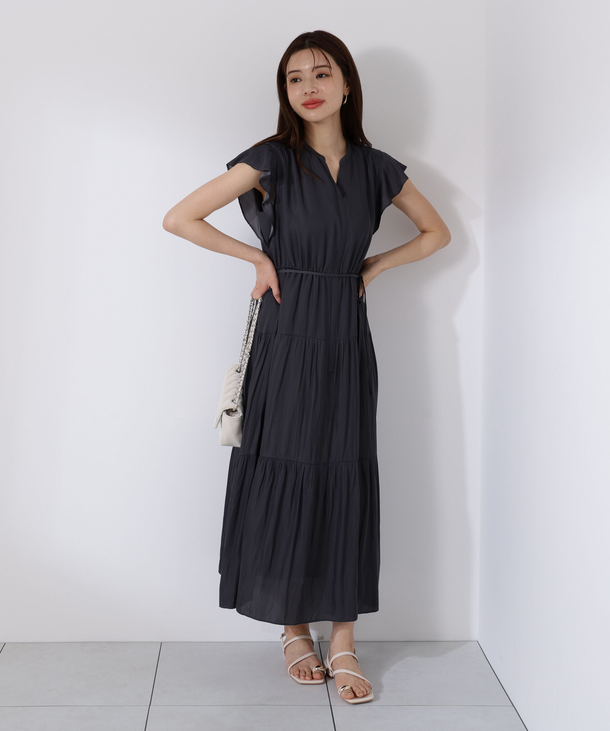 PROPORTION BODY DRESSING「リボン付きギャザーワンピース」|ワンピース|