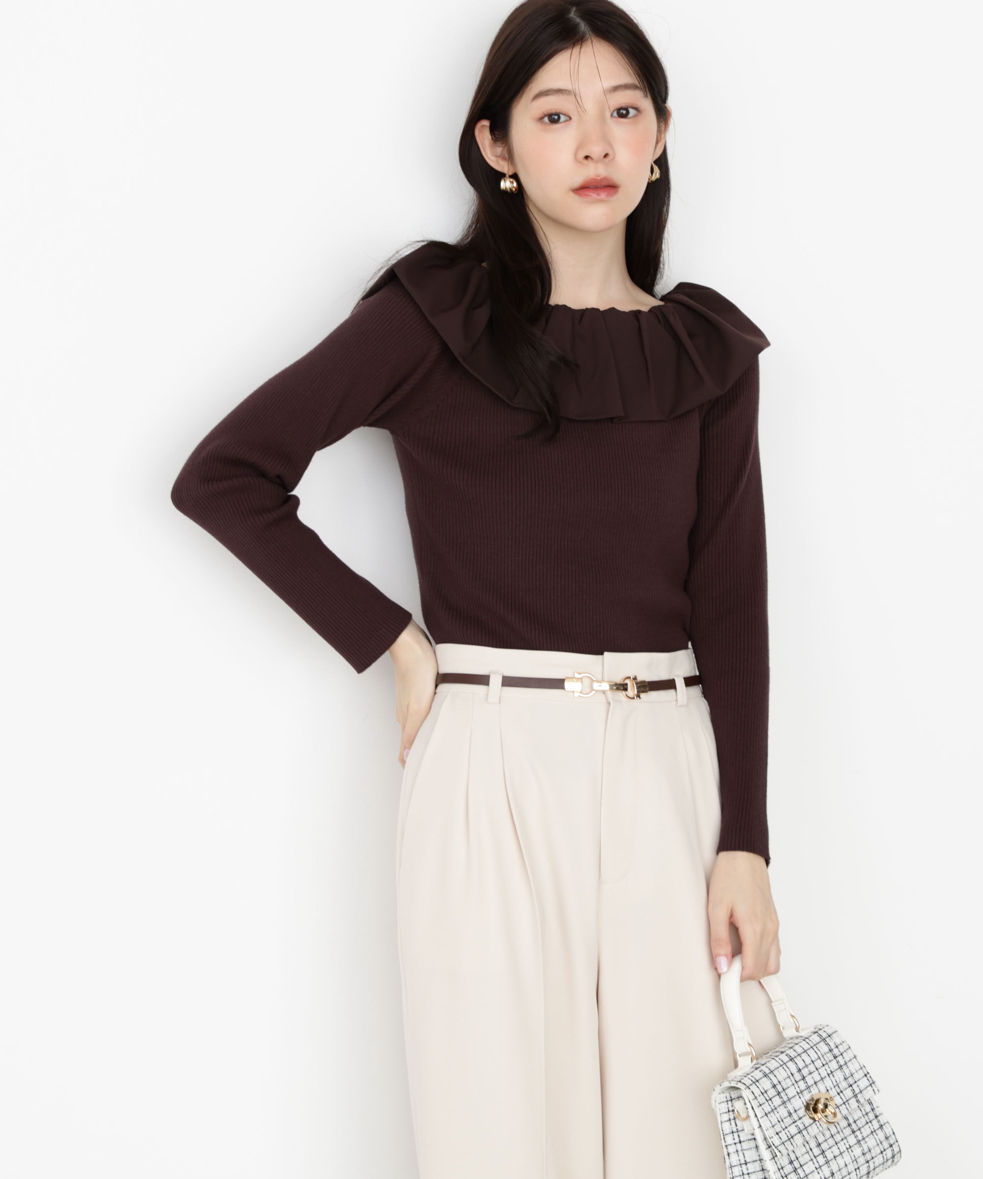 PROPORTION BODY DRESSING「フリルオフショル2wayニット 25AW」|ニット・セーター|