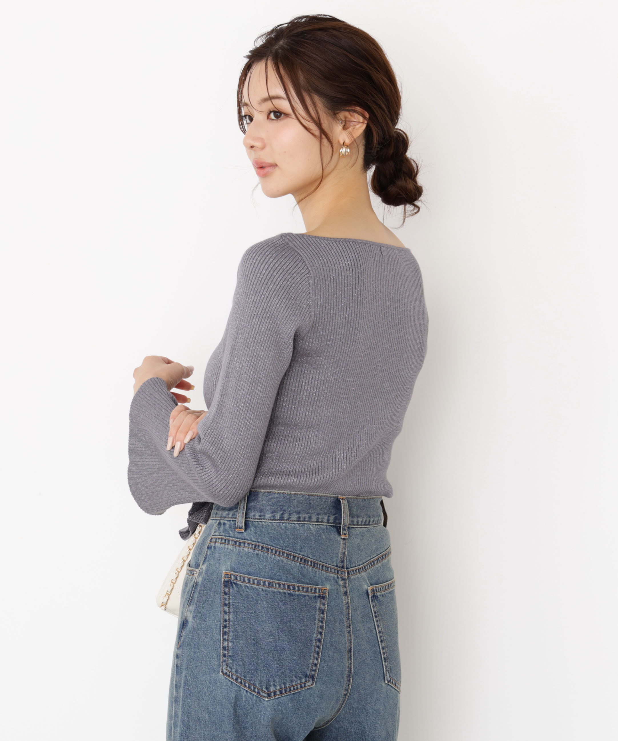 PROPORTION BODY DRESSING「＜ハンドウォッシャブル＞ニュアンスネックラメリブニット 25AW」|ニット・セーター|