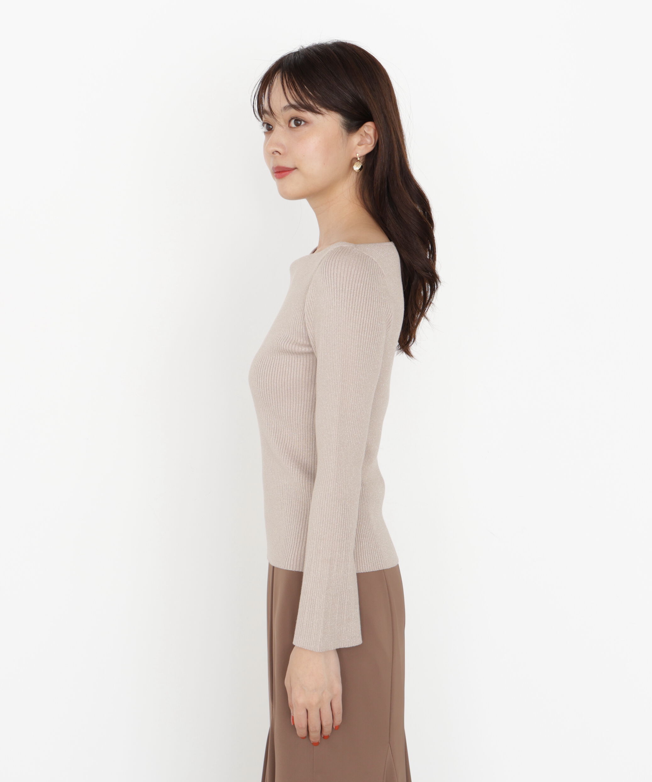 PROPORTION BODY DRESSING「＜ハンドウォッシャブル＞ニュアンスネックラメリブニット 25AW」|ニット・セーター|