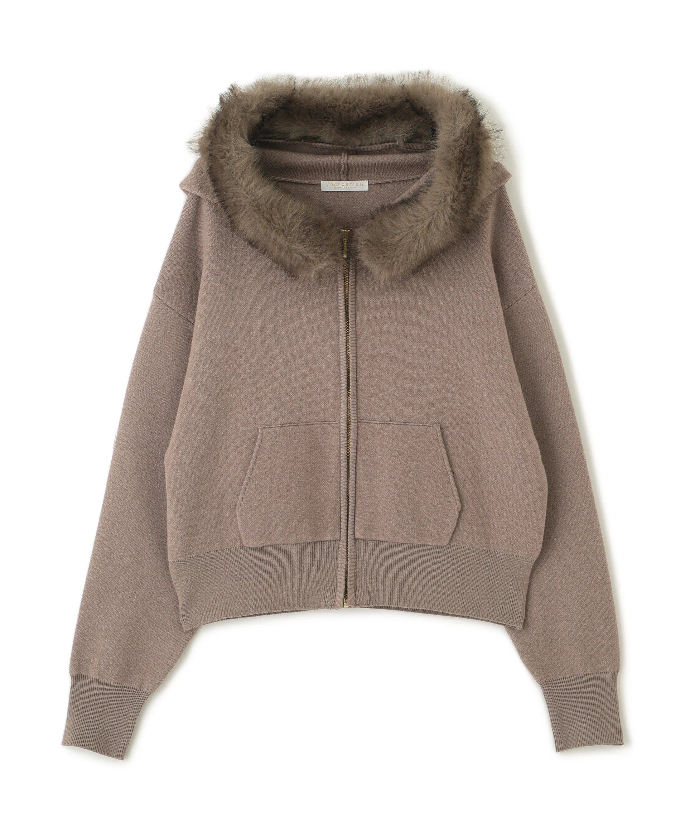 PROPORTION BODY DRESSING「エコファー付きニットパーカー 25AW」|ニット・セーター|