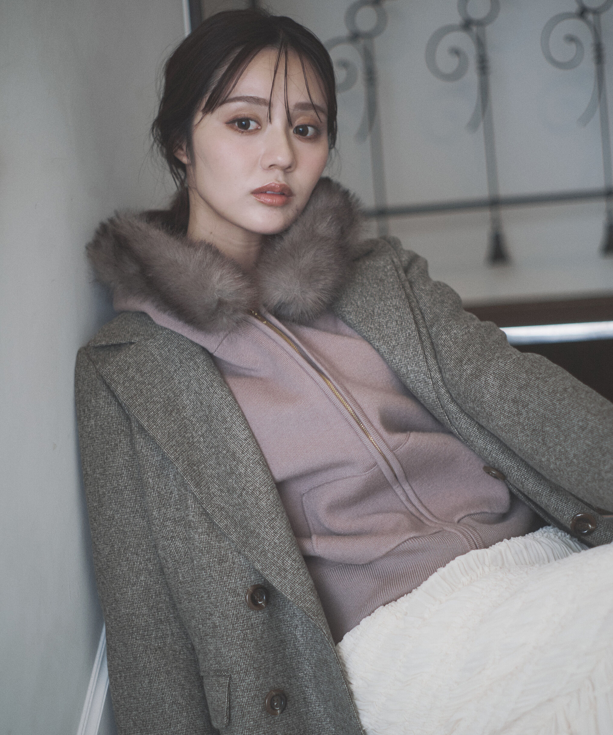 PROPORTION BODY DRESSING「エコファー付きニットパーカー 25AW」|ニット・セーター|