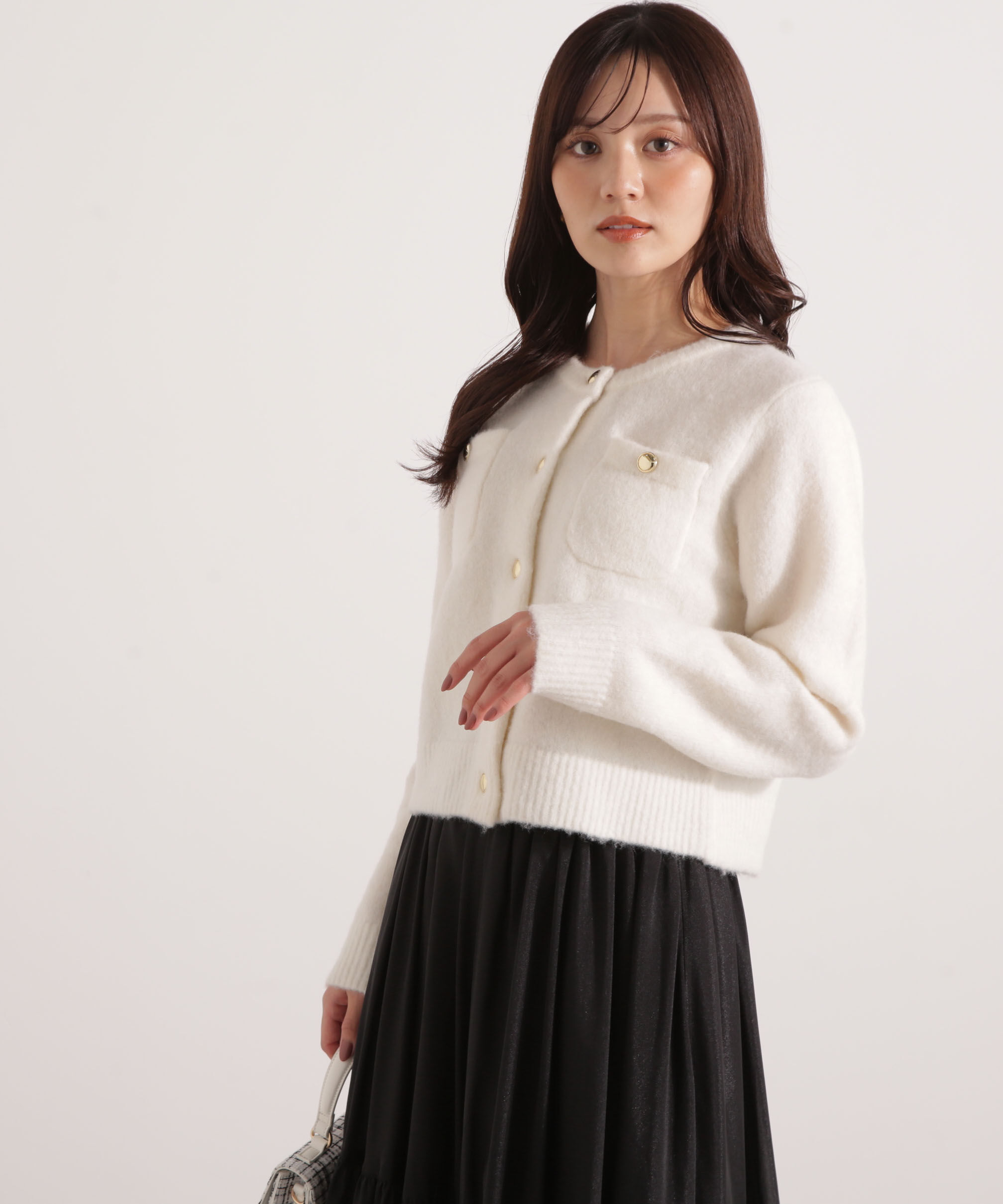 PROPORTION BODY DRESSING「釦POINTウール混カーディガン 25AW」|カーディガン|