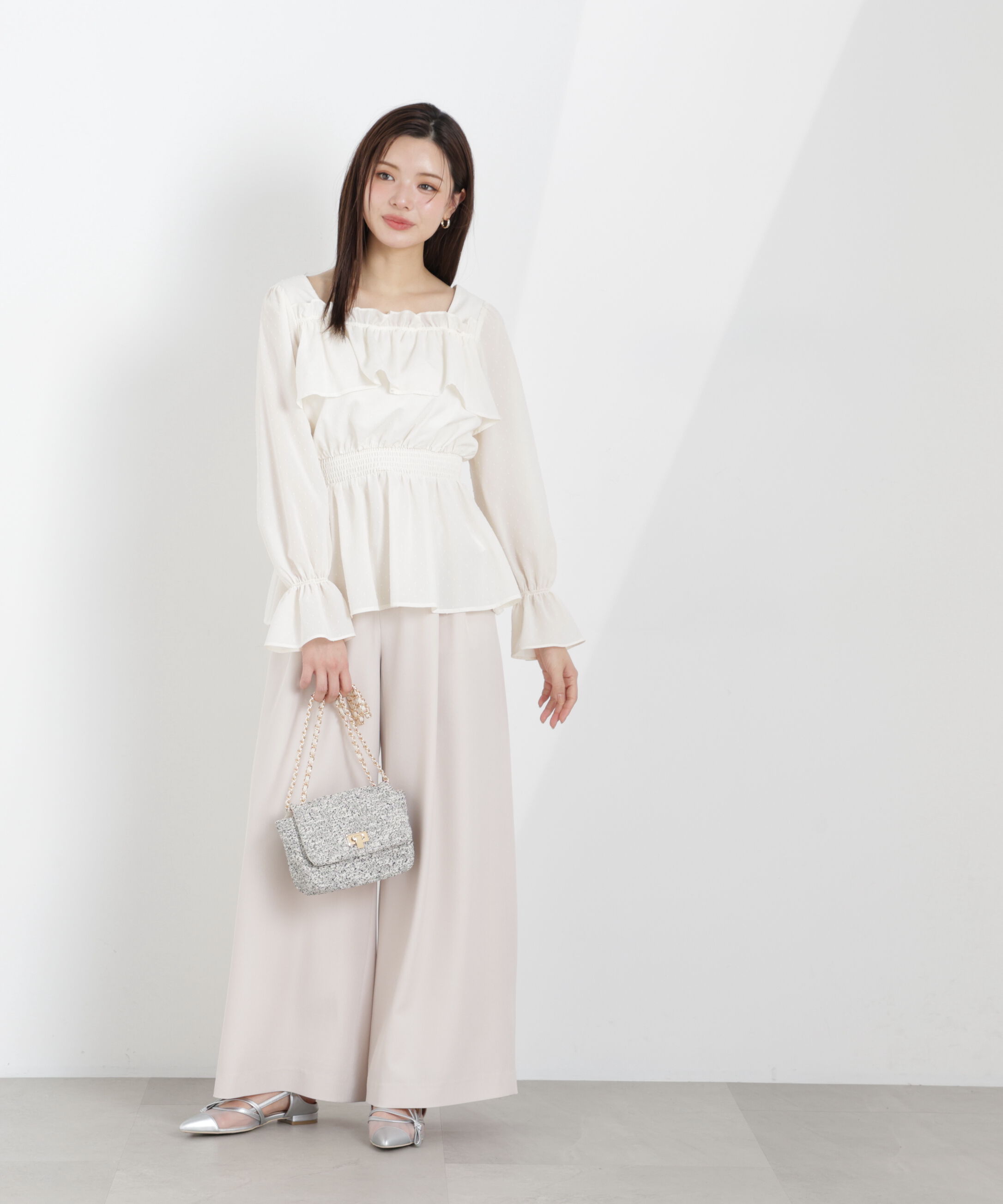 PROPORTION BODY DRESSING「＜ウォッシャブル＞フリルシャーリングブラウス　26SS」|シャツ・ブラウス|