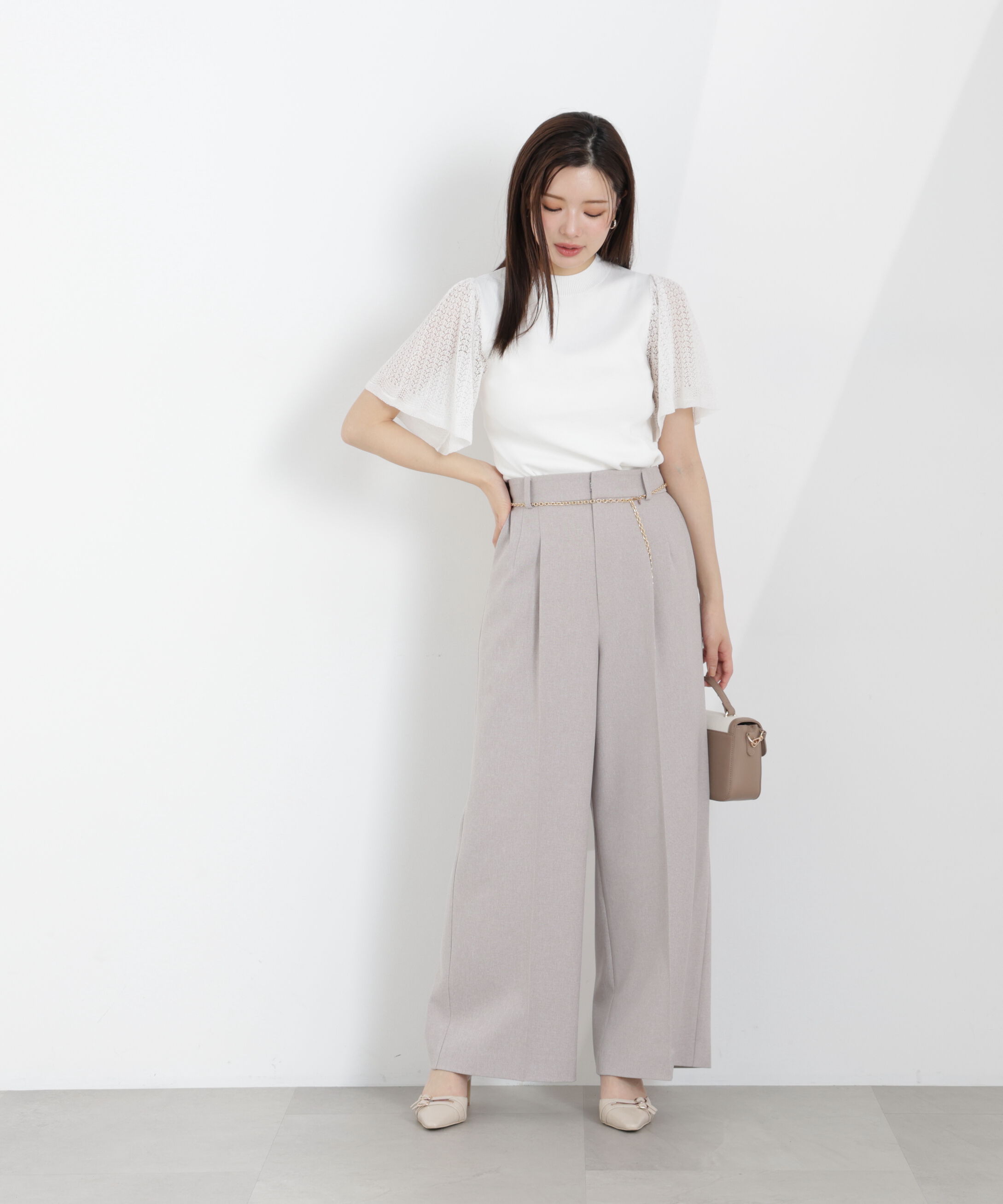 PROPORTION BODY DRESSING「透かし編みスリーブニット　26SS」|ニット・セーター|