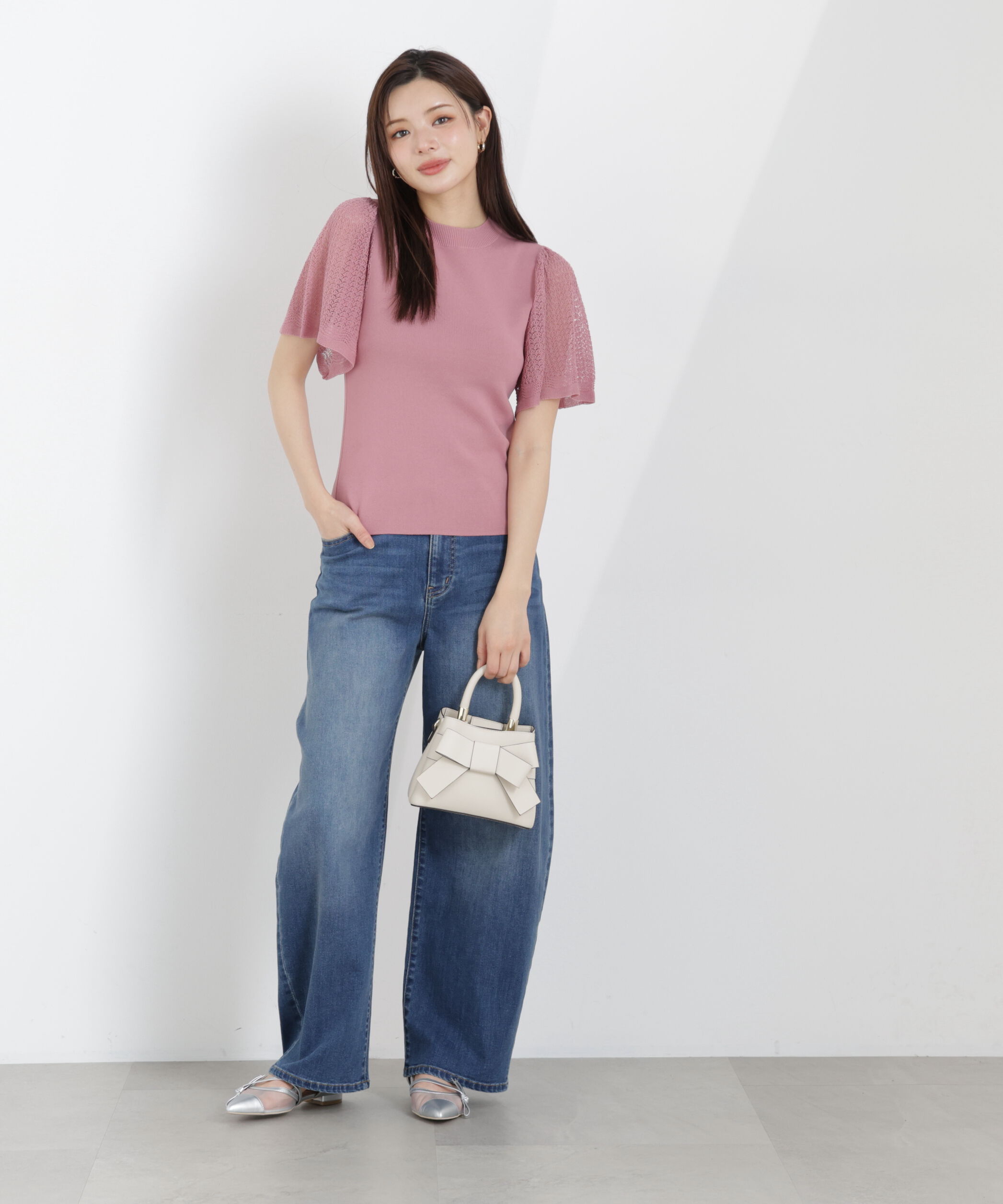 PROPORTION BODY DRESSING「透かし編みスリーブニット　26SS」|ニット・セーター|