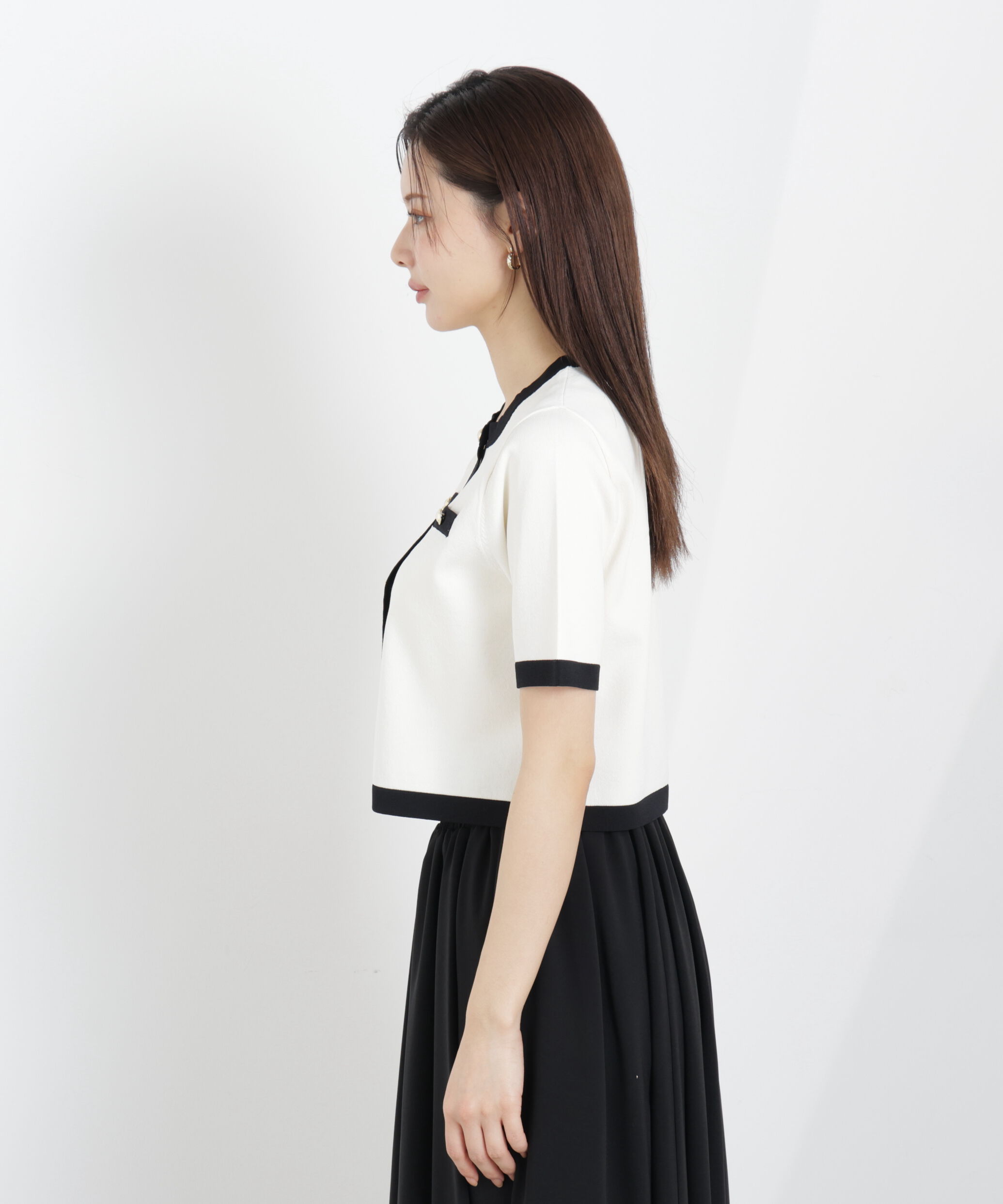 PROPORTION BODY DRESSING「ハーフスリーブバイカラーニットカーディガン　26SS」|カーディガン|