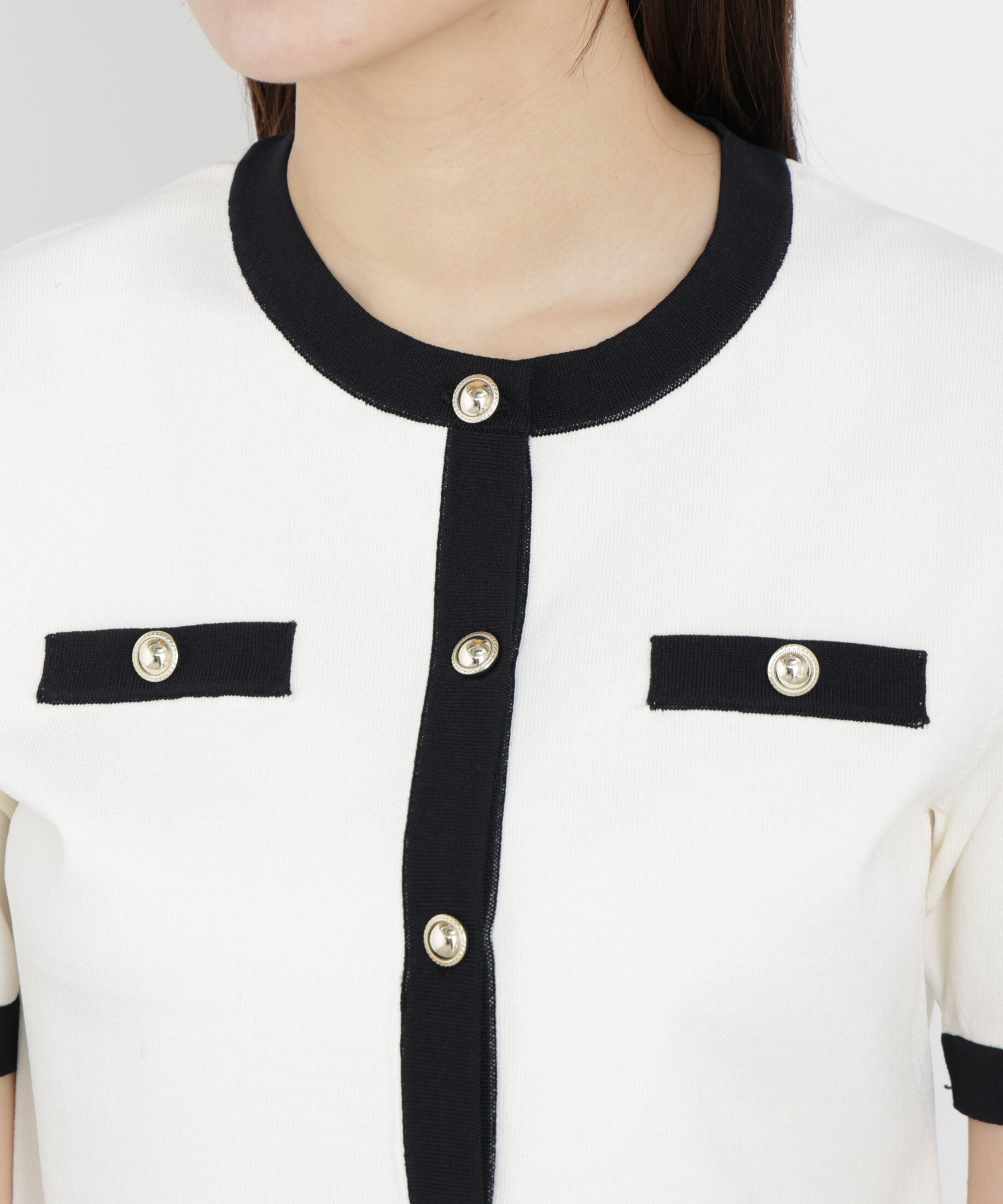 PROPORTION BODY DRESSING「ハーフスリーブバイカラーニットカーディガン　26SS」|カーディガン|