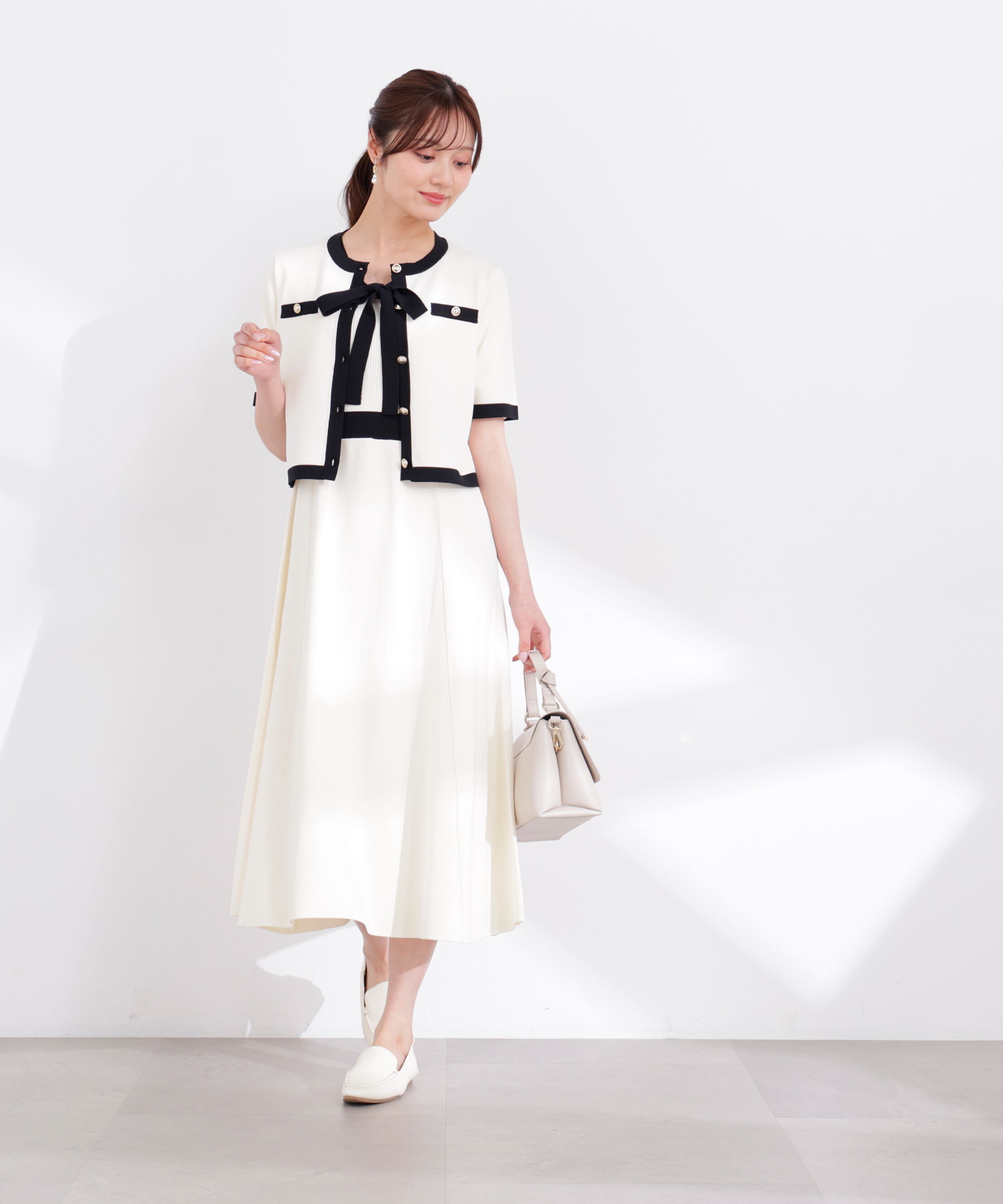 PROPORTION BODY DRESSING「ハーフスリーブバイカラーニットカーディガン　26SS」|カーディガン|