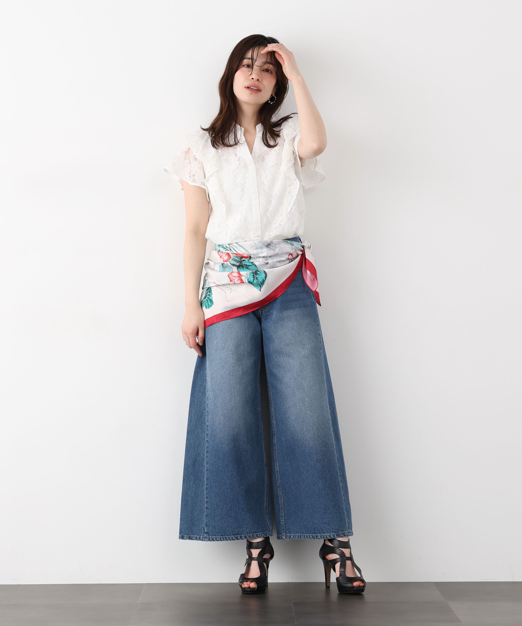  「フラワーレースコンビブラウス」|シャツ・ブラウス|