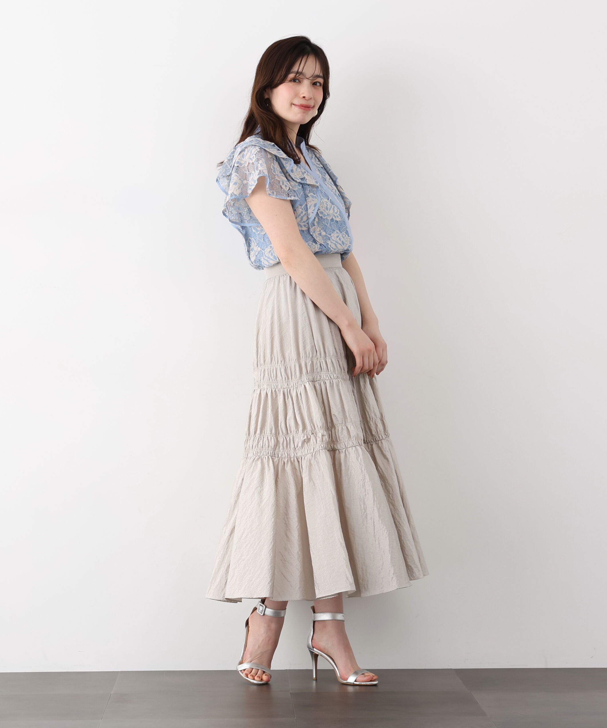  「フラワーレースコンビブラウス」|シャツ・ブラウス|