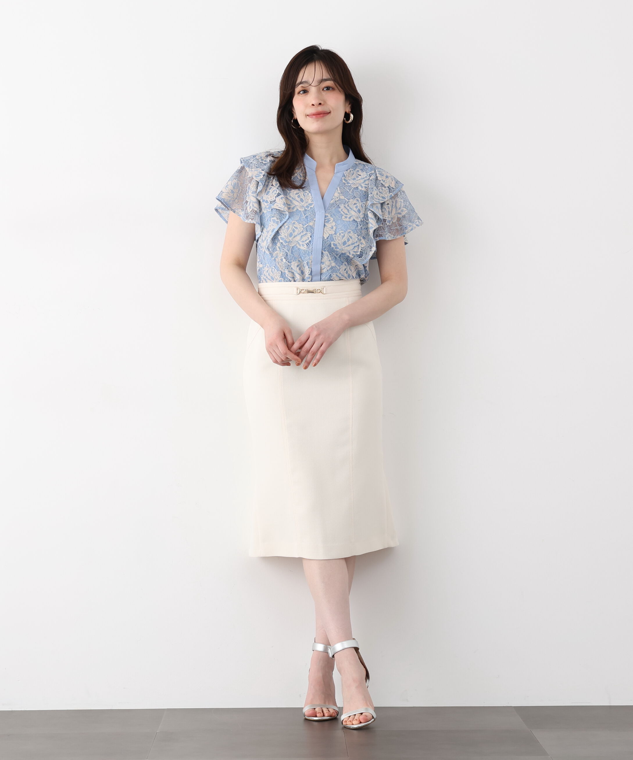  「フラワーレースコンビブラウス」|シャツ・ブラウス|